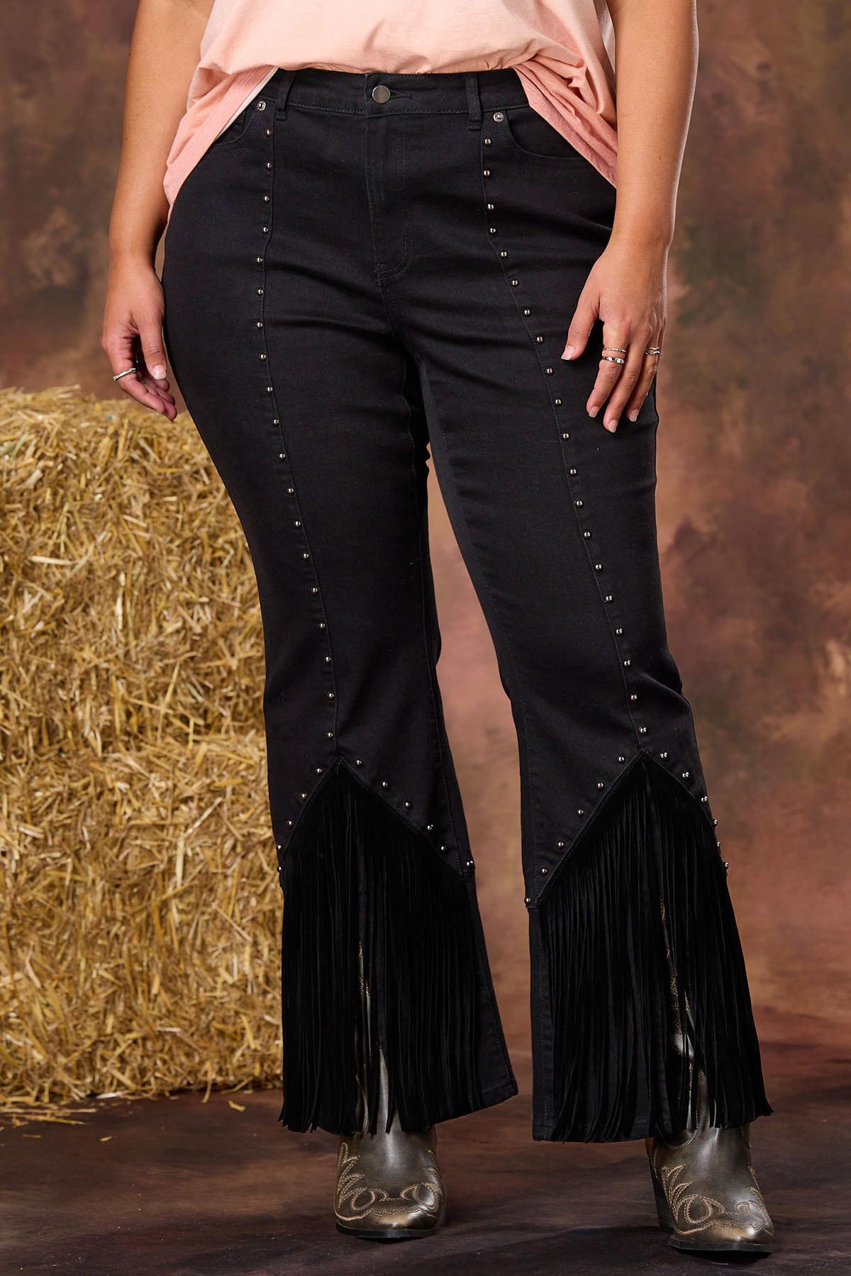  Cato Fashions | Cato Plus Size Studded Fringe Flare Jeans