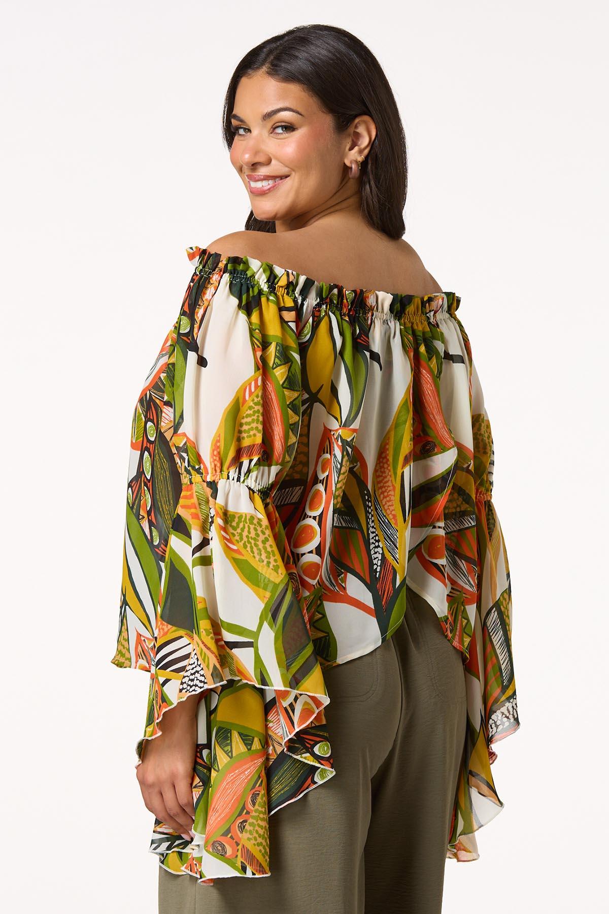  Cato Fashions | Cato Plus Size Tropical Off Shoulder Top