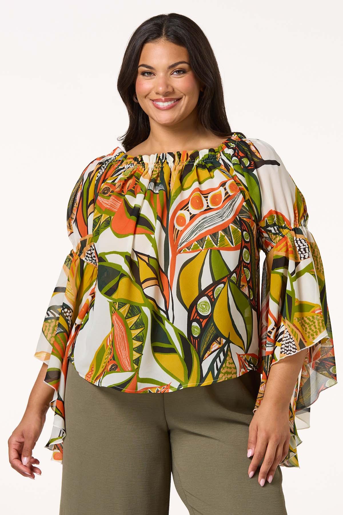  Cato Fashions | Cato Plus Size Tropical Off Shoulder Top