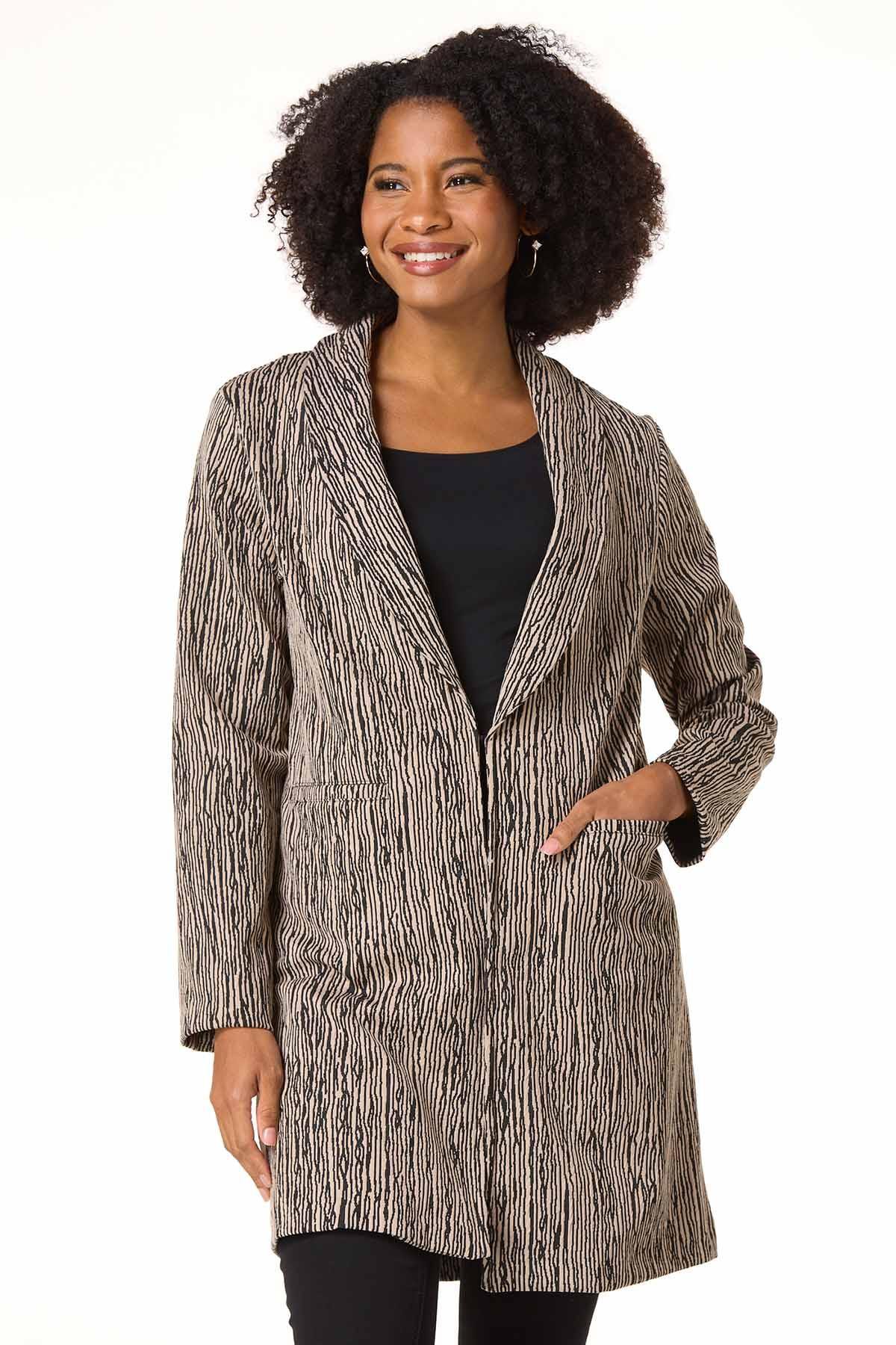 Cato Fashions | Cato Printed Shawl Collar Topper