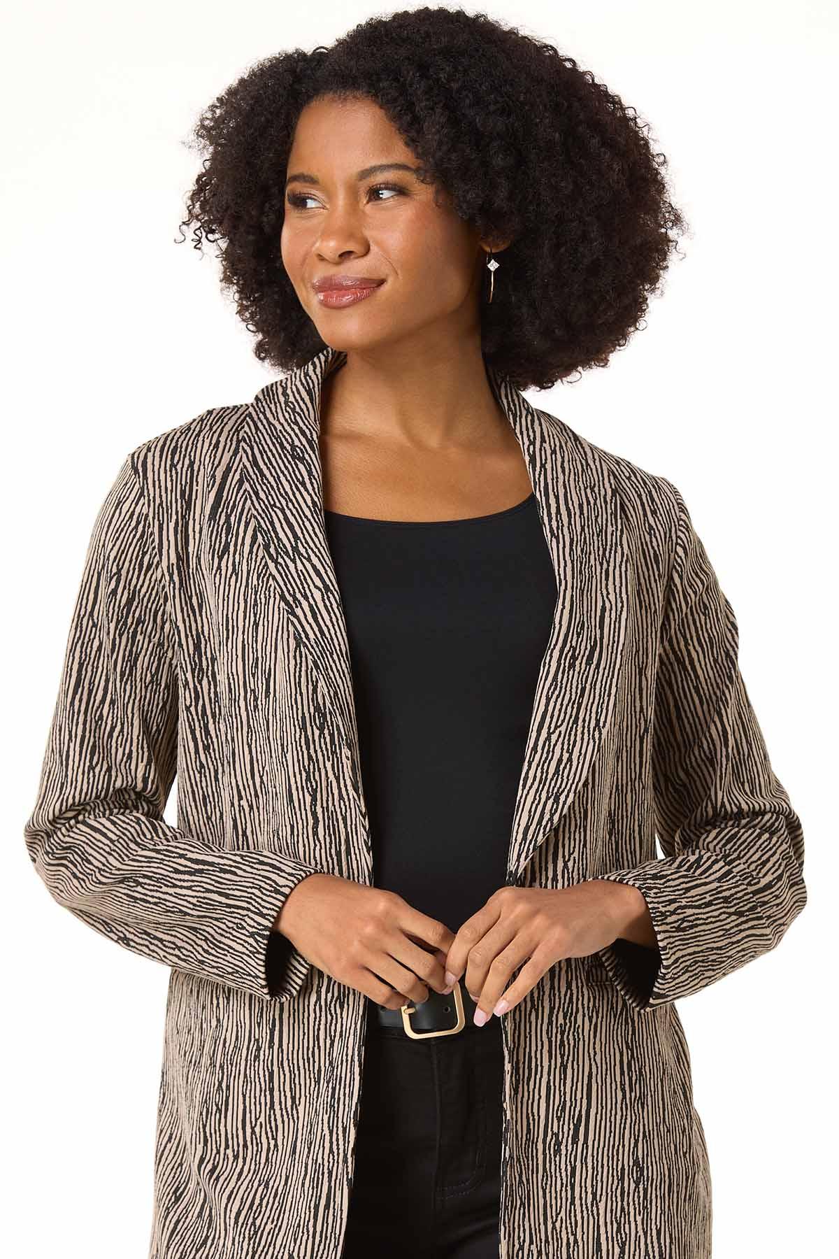  Cato Fashions | Cato Printed Shawl Collar Topper
