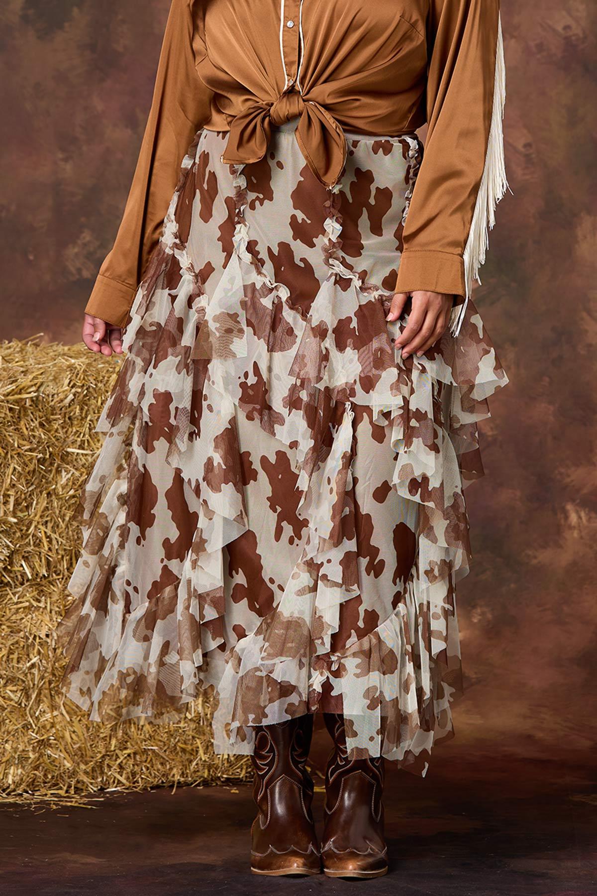  Cato Fashions | Cato Plus Size Cow Print Mesh Skirt