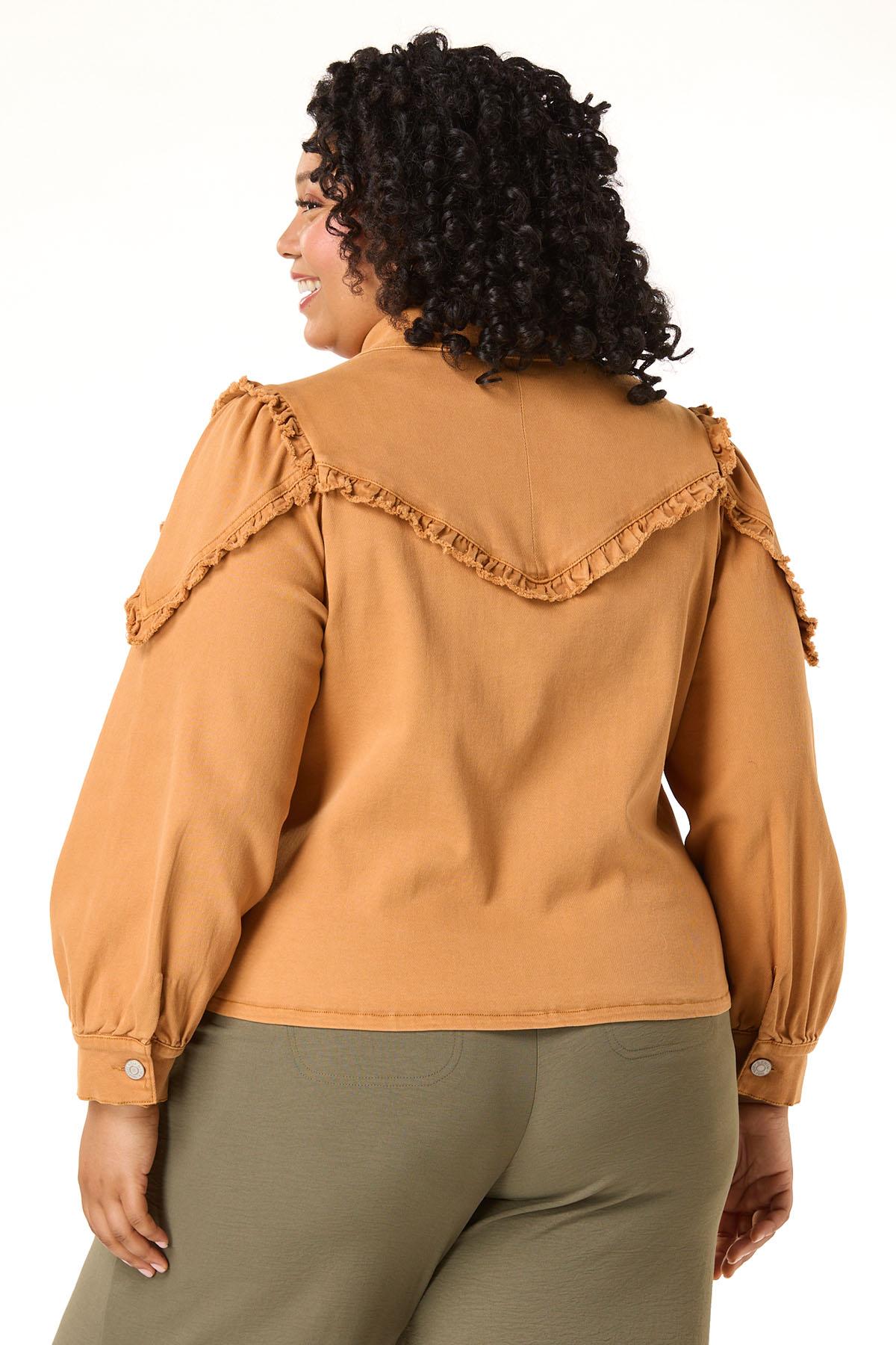Cato Fashions | Cato Plus Size Ruffled Trim Denim Jacket