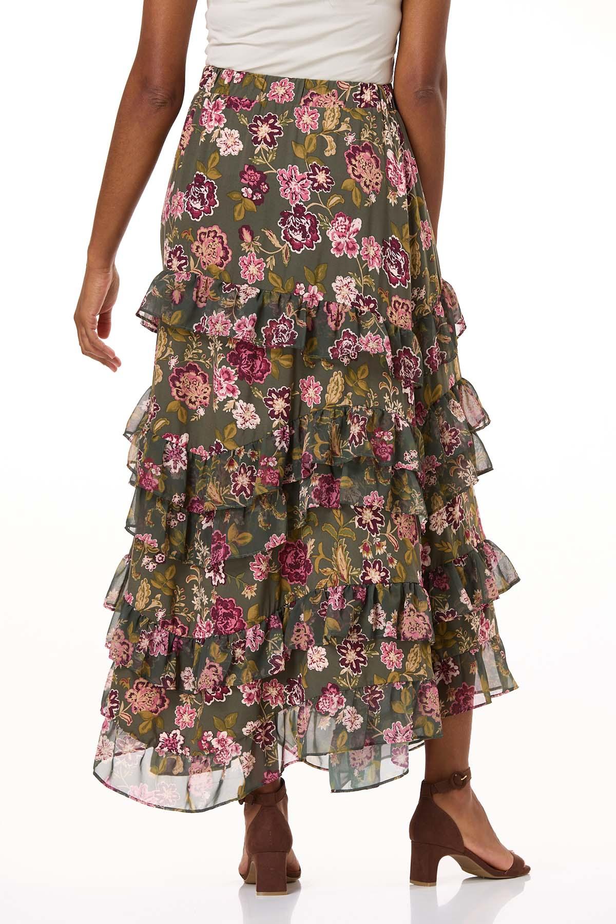  Cato Fashions | Cato Floral Tiered Ruffle Maxi Skirt