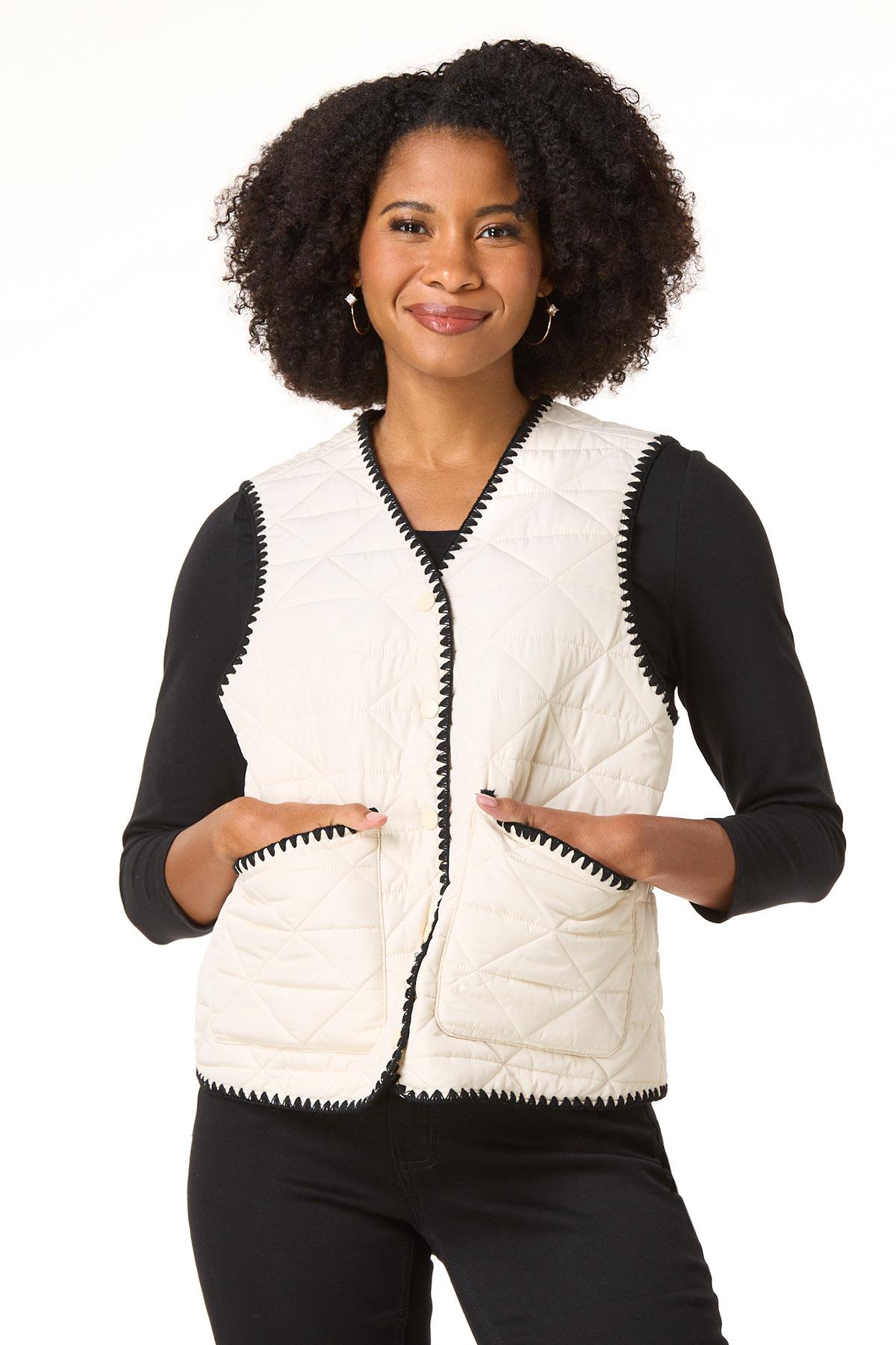  Cato Fashions | Cato Whipstitch Trim Puffer Vest