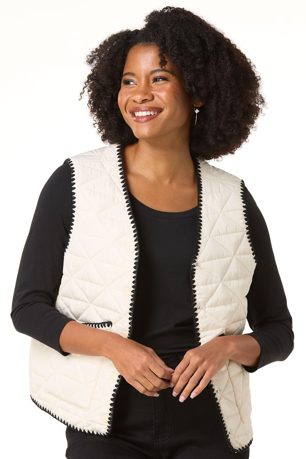  Cato Fashions | Cato Whipstitch Trim Puffer Vest