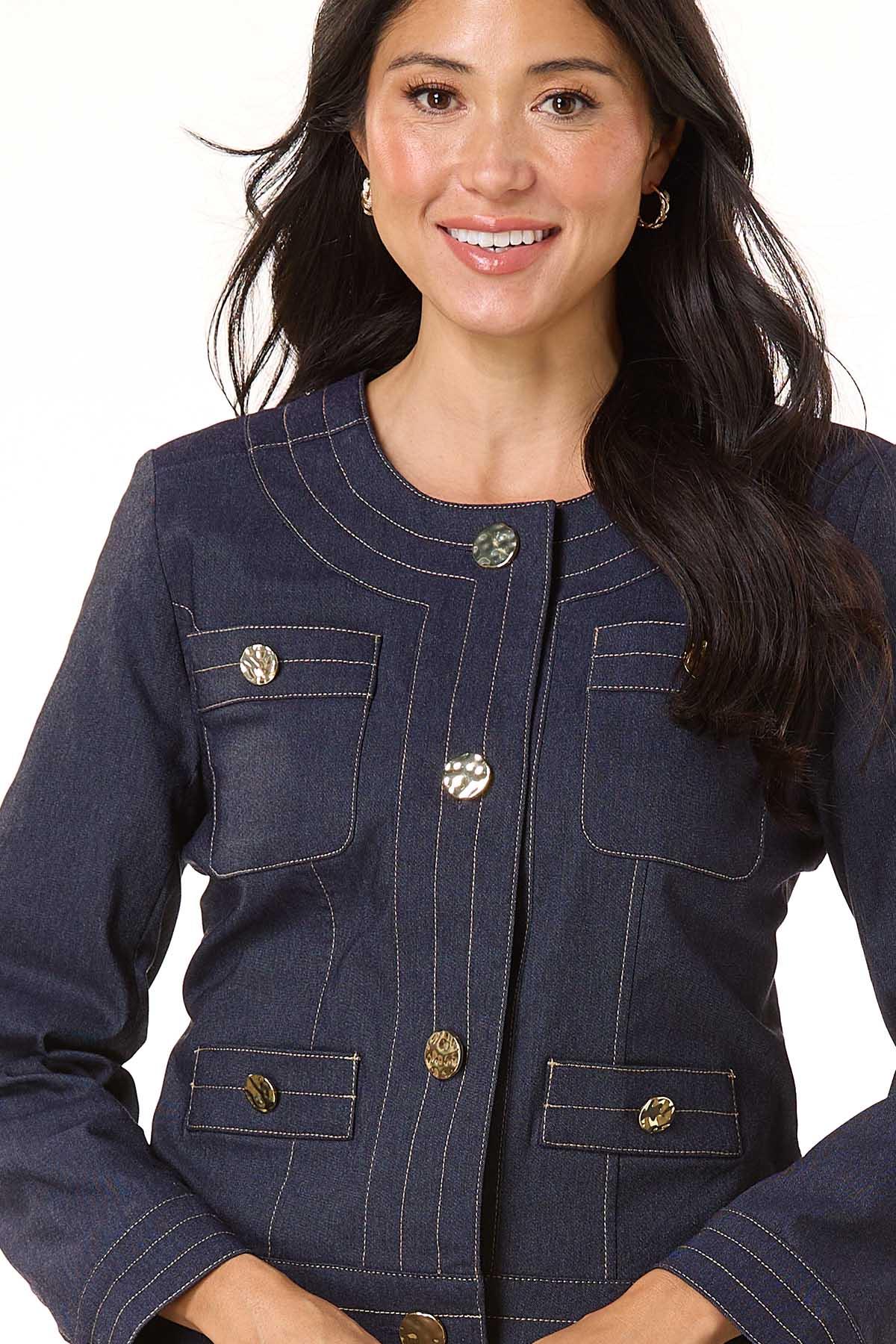 Cato Fashions | Cato Gold Button Denim Jacket