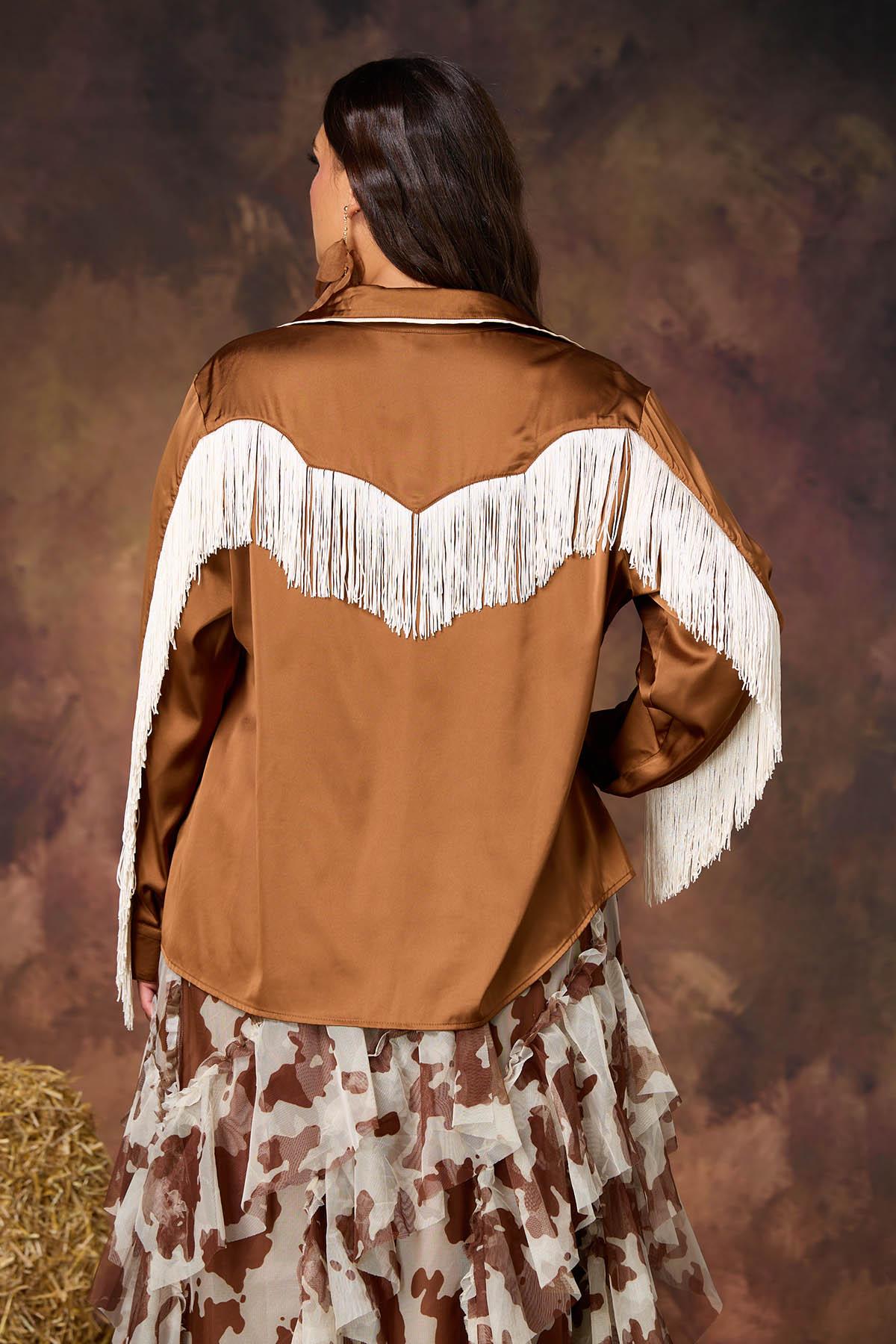  Cato Fashions | Cato Plus Size Silky Fringe Trim Shirt