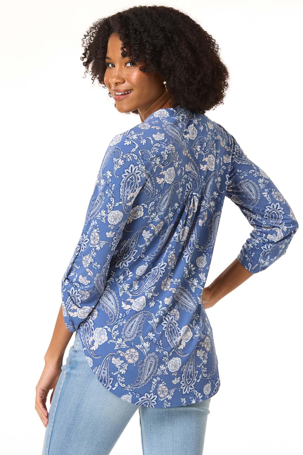 Cato Fashions | Cato Blue Paisley Popover Top