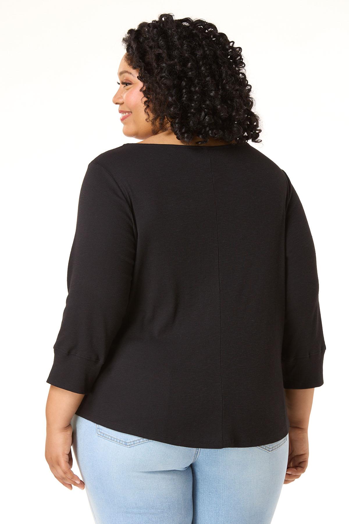 Cato Fashions | Cato Plus Size Crochet Trim Henley