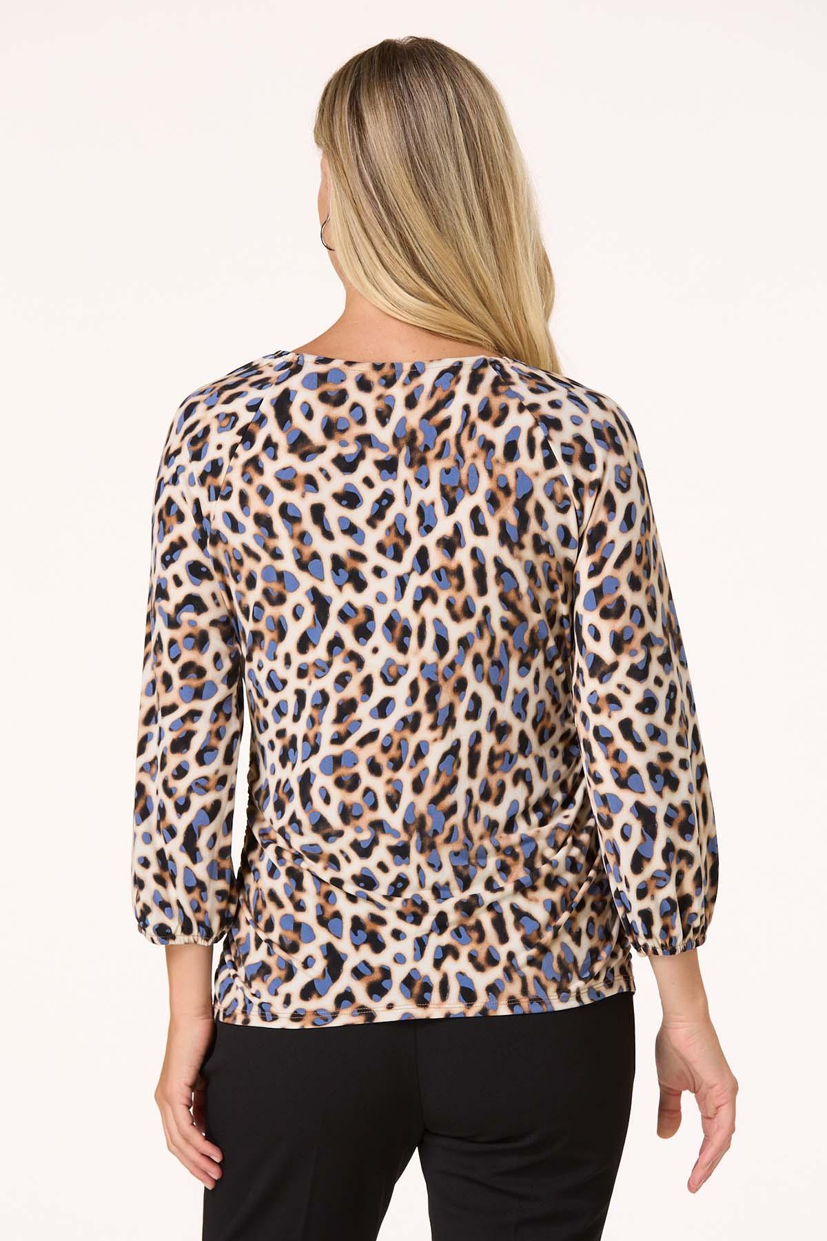 Cato Fashions | Cato Ruched Leopard Chain Trim Top