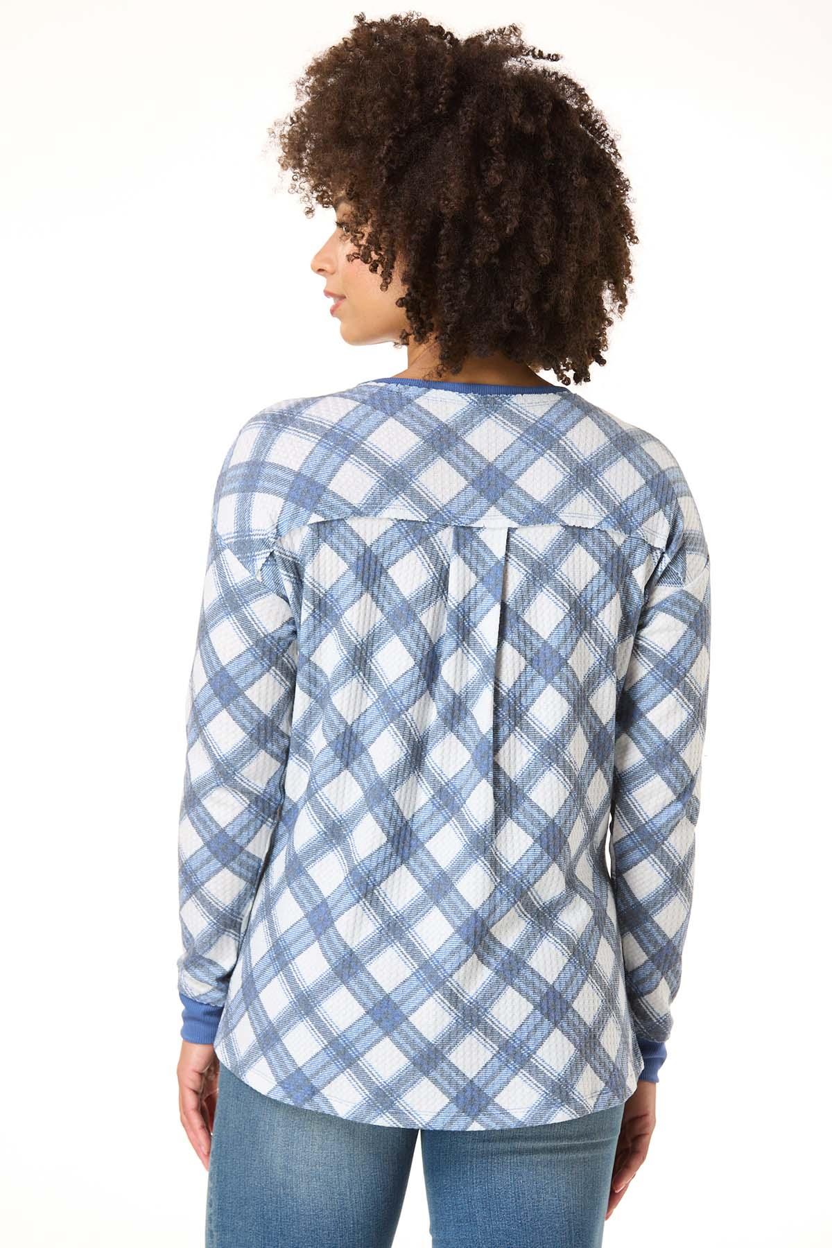 Cato Fashions | Cato Plaid V-Neck Waffle Top