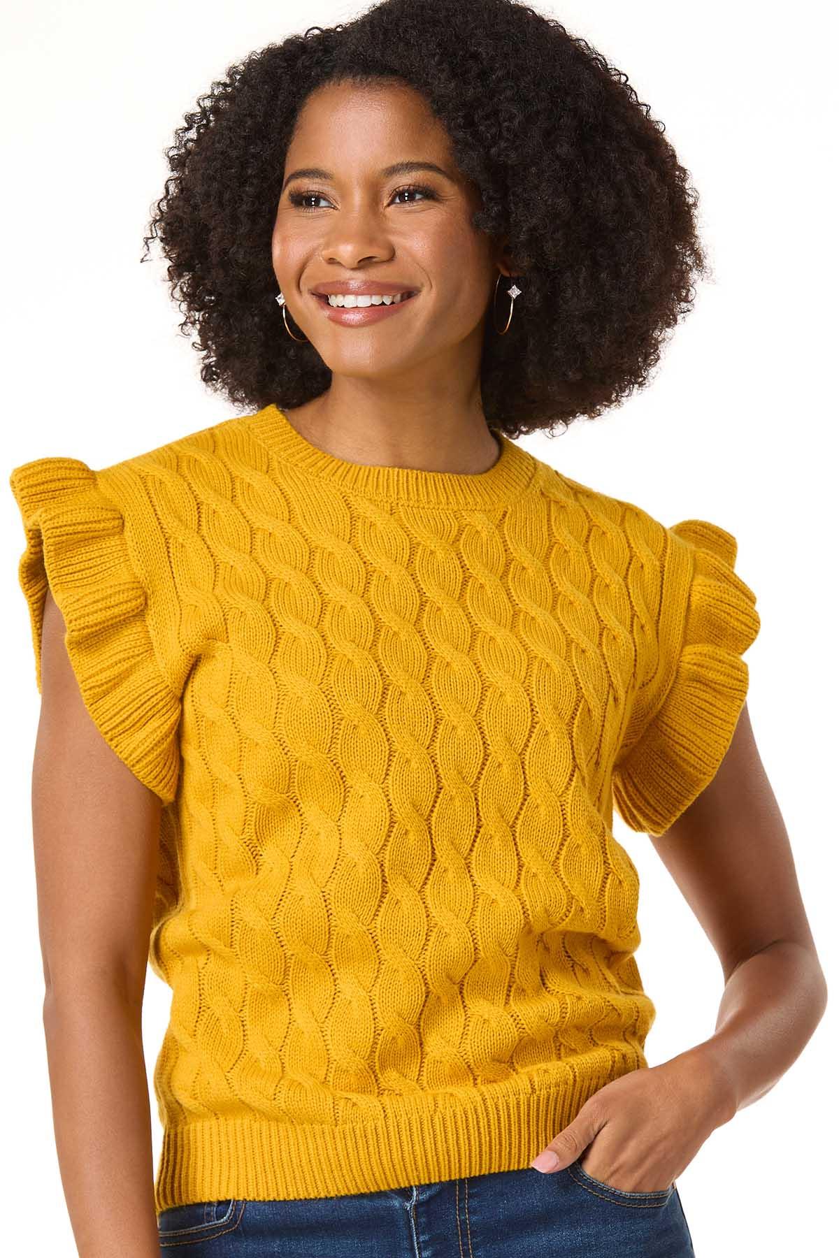 Cato Fashions | Cato Flutter Sleeve Cable Knit Sweater