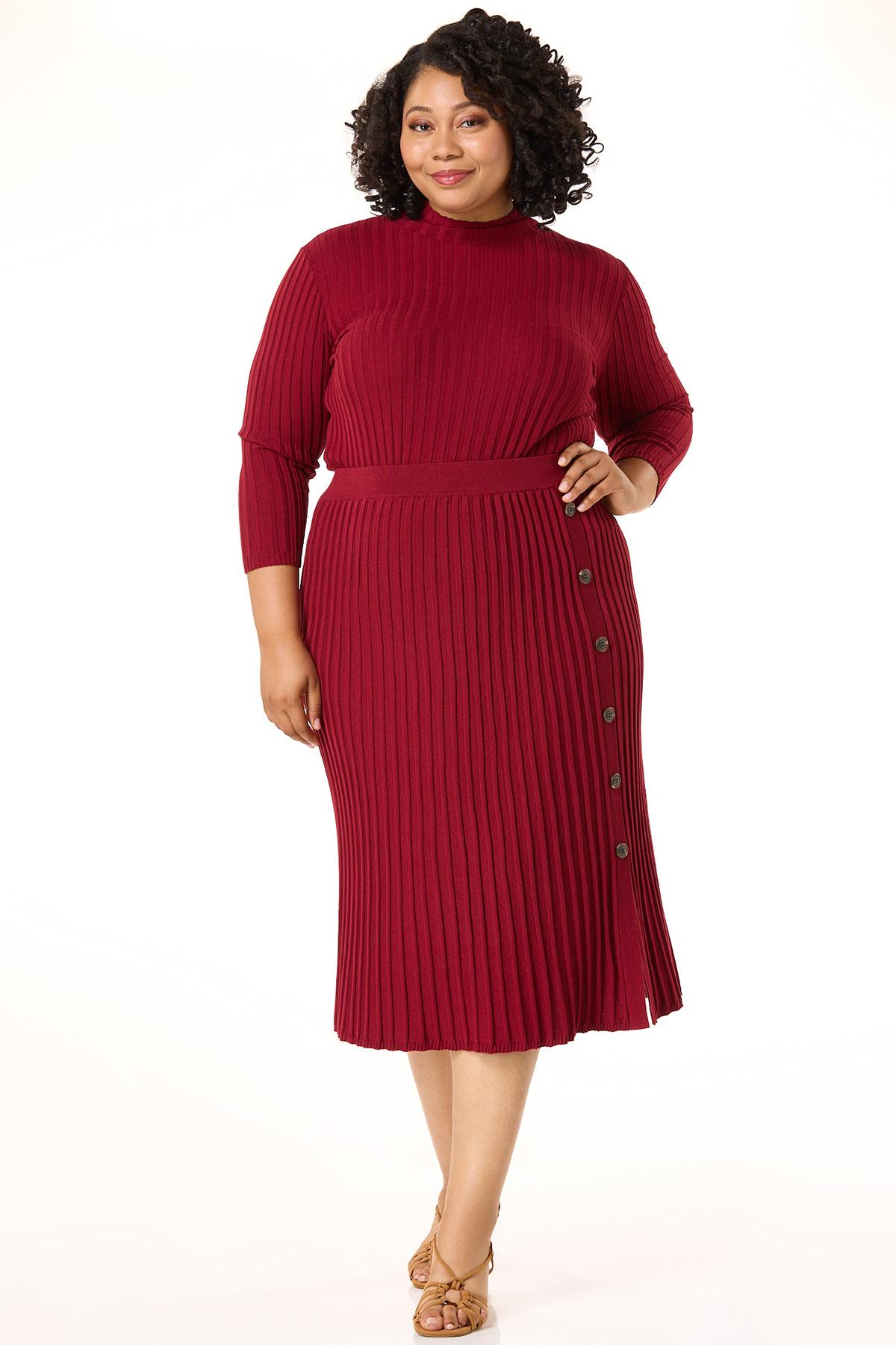 Cato Fashions Cato Plus Size Ribbed Button Front Sweater Skirt