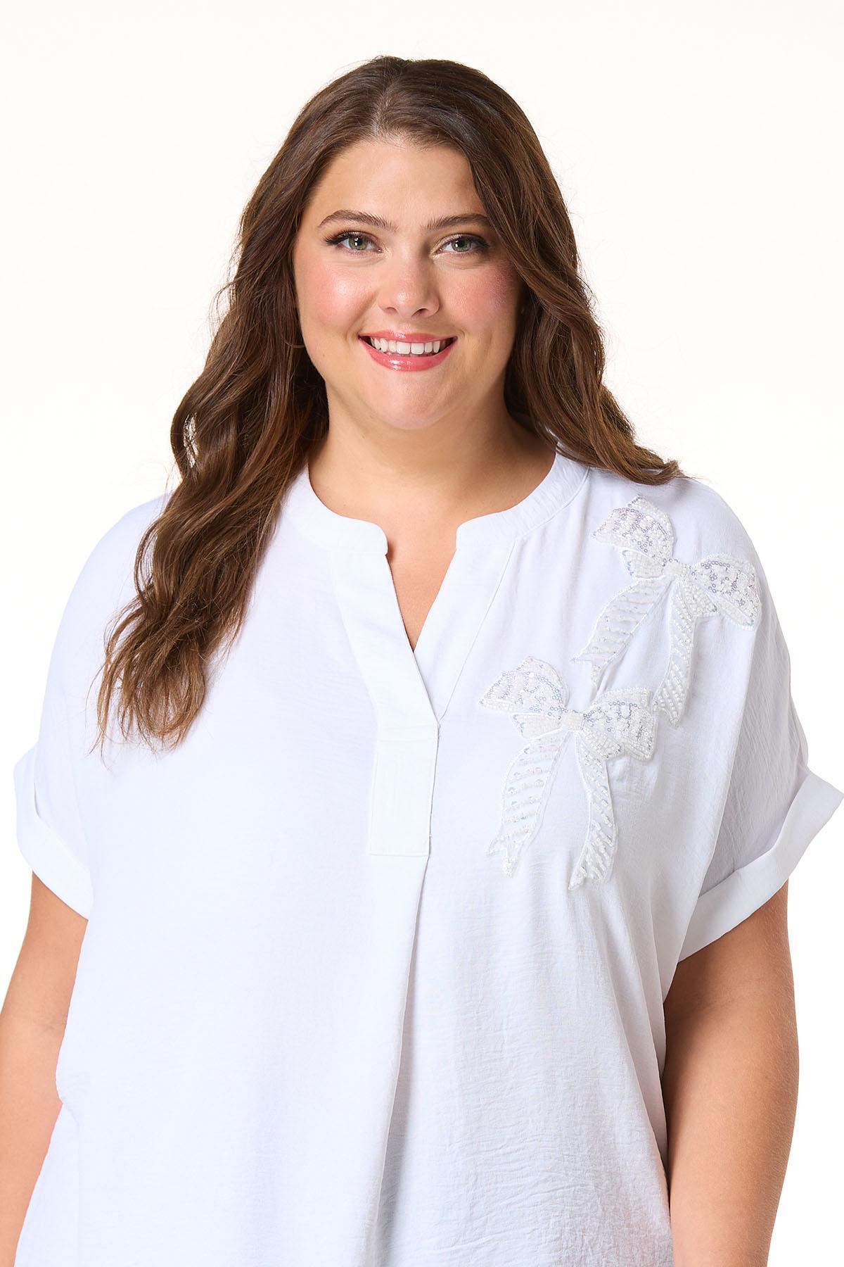  Cato Fashions | Cato Plus Size Embellished Bow Front Top