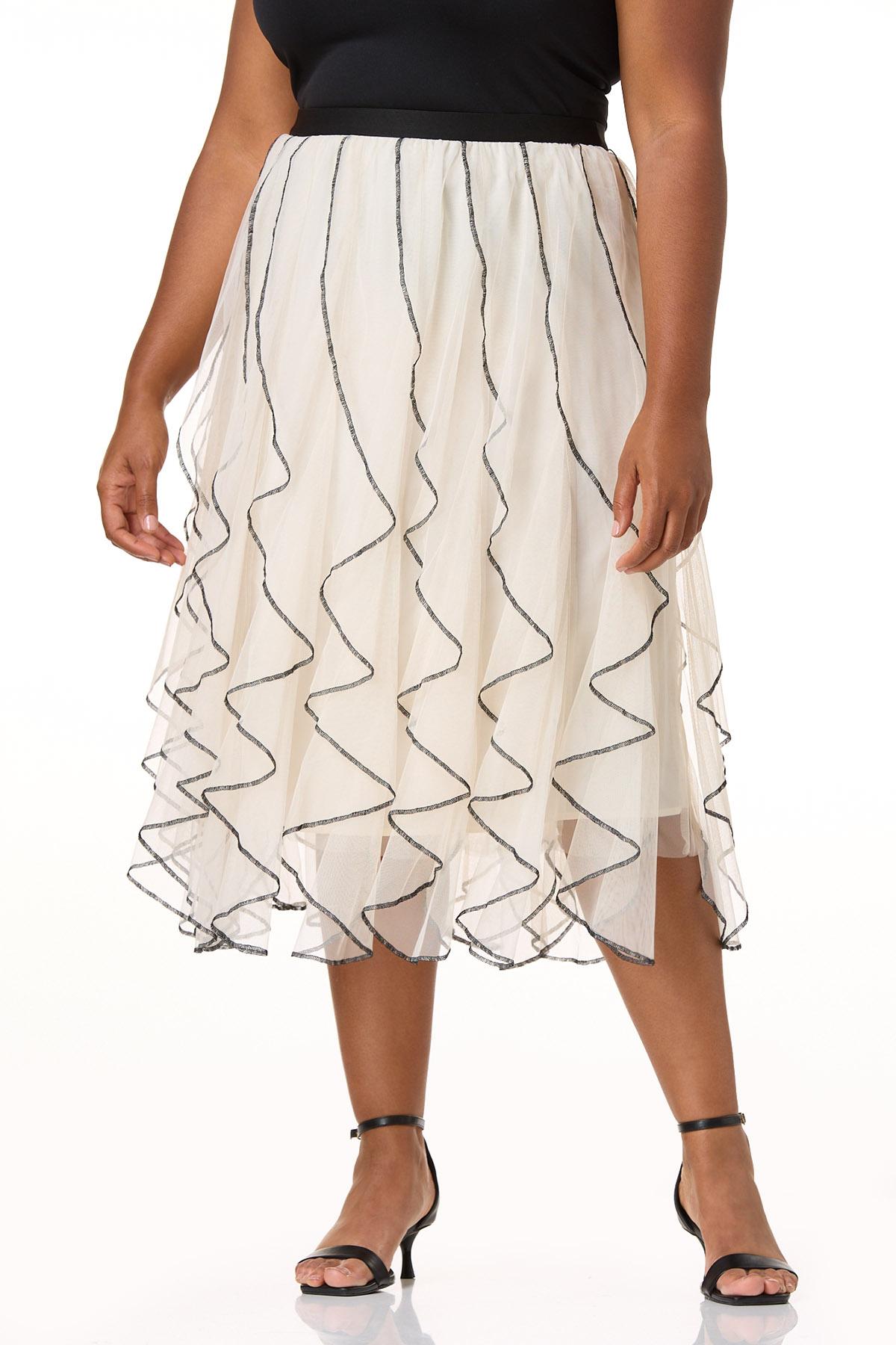Cato Fashions | Cato Plus Size Contrast Ruffled Mesh Skirt