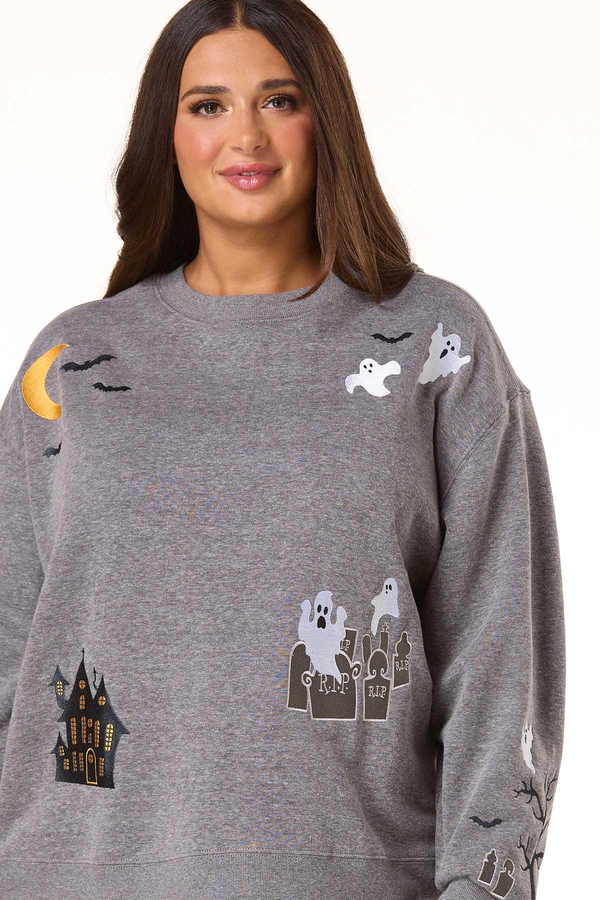 Cato Fashions | Cato Plus Size Embroidered Halloween Sweatshirt