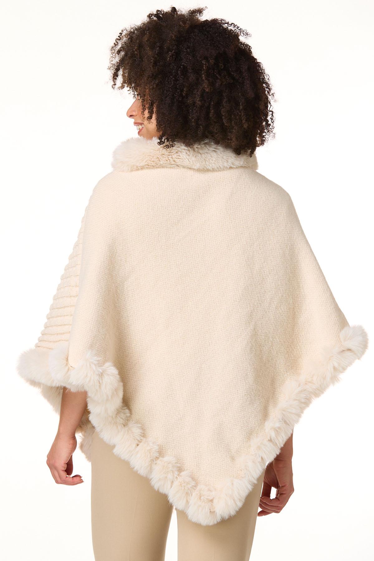 Cato Fashions | Cato Fur Trim Knit Poncho