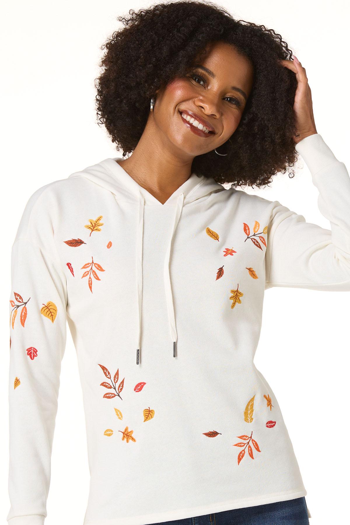  Cato Fashions | Cato Embroidered Leaf Hoodie