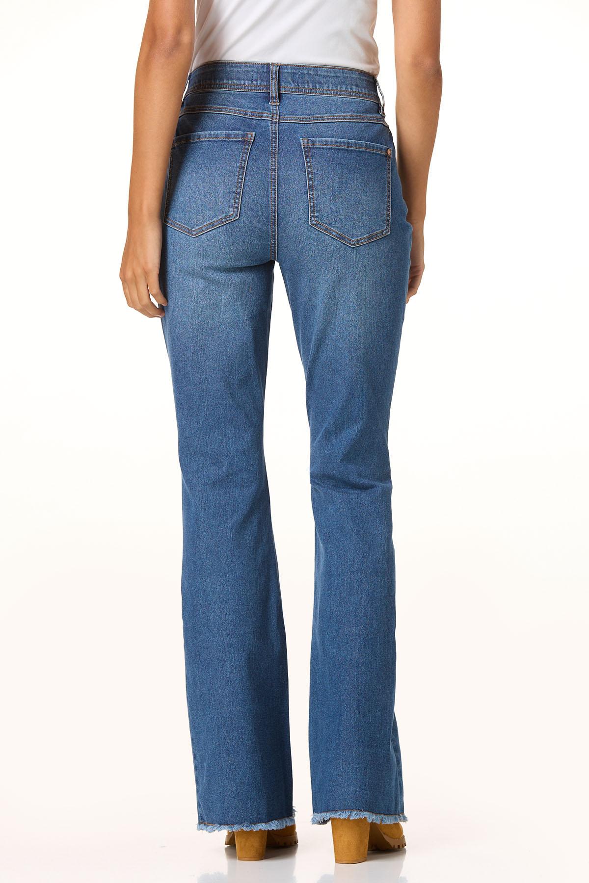 Cato Fashions Cato Petite Curvy Frayed Flare Jeans