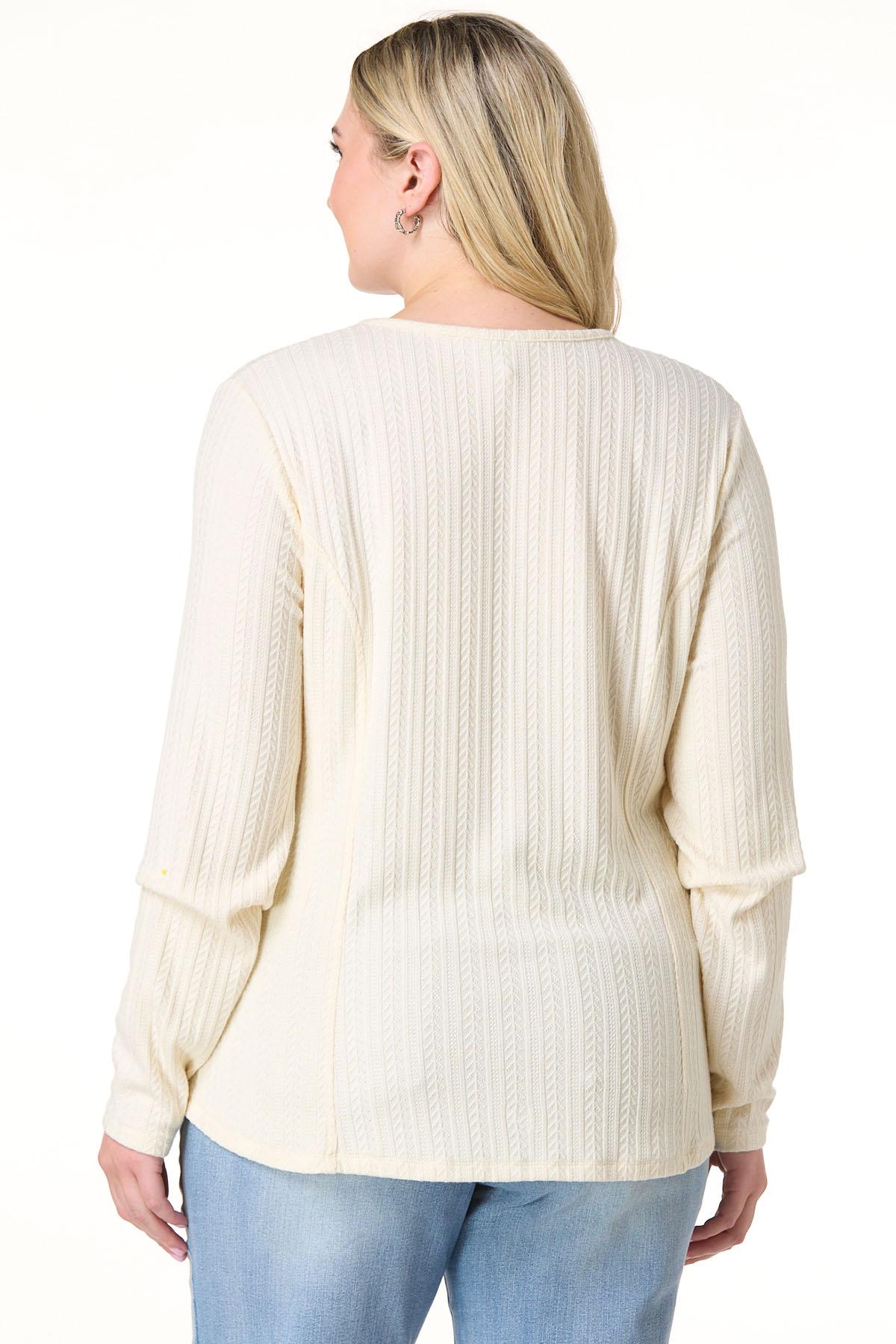 Cato Fashions | Cato Plus Size Soft Textured Lace Up Top