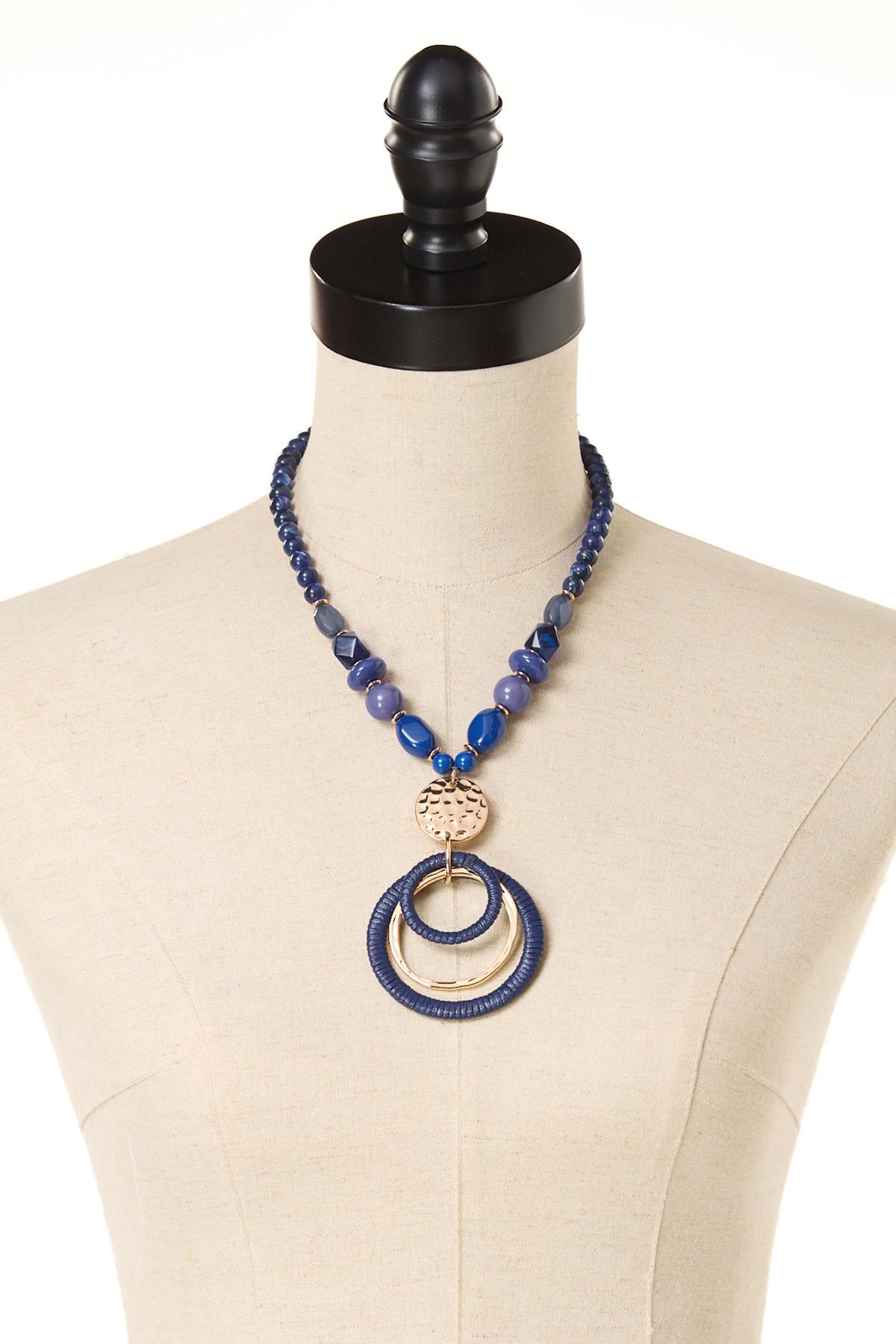 Cato Fashions | Cato Blue Lucite Raffia Pendant Necklace Set