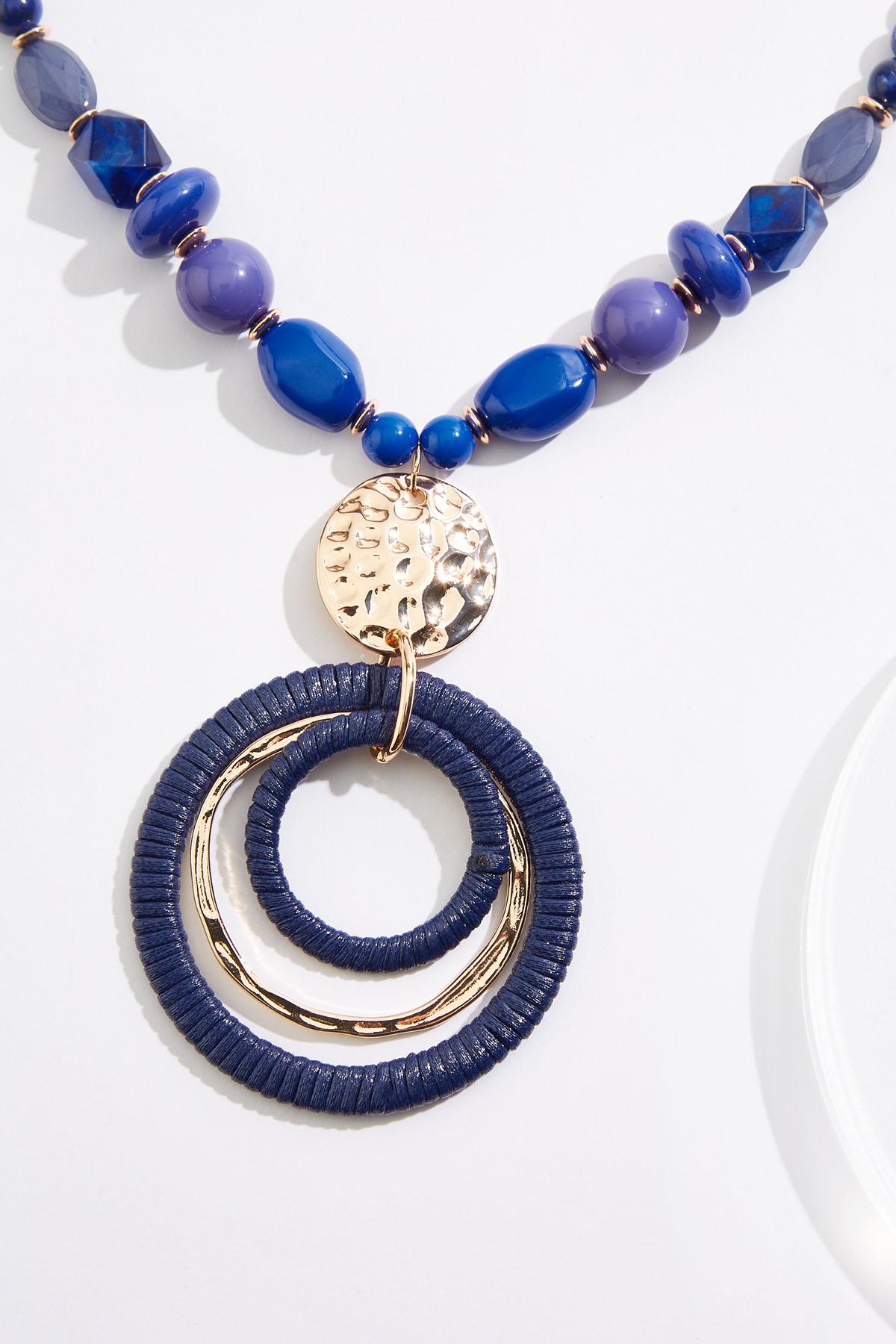 Cato Fashions | Cato Blue Lucite Raffia Pendant Necklace Set