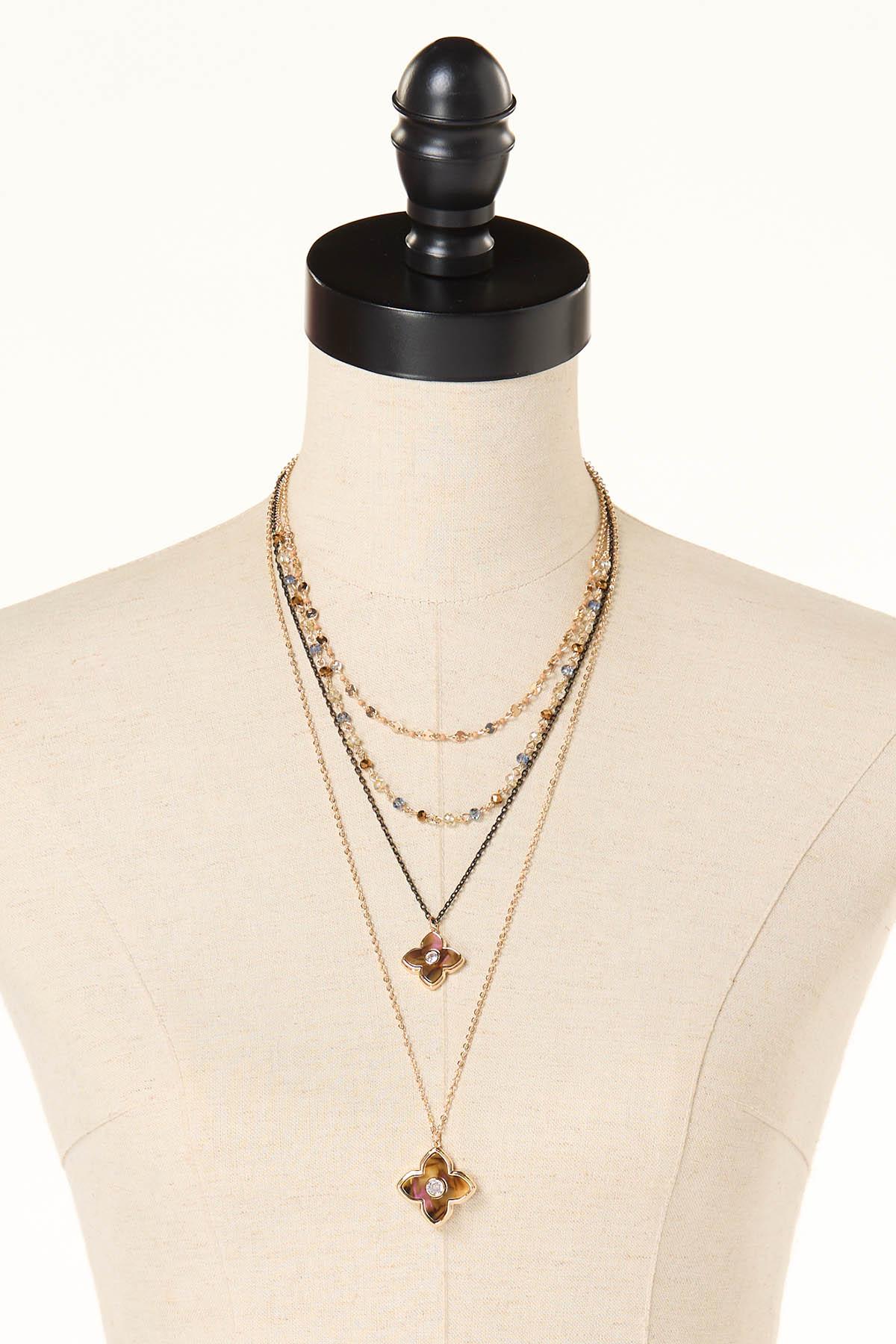Cato Fashions | Cato Tortoise Lucite Charm Layered Chain Necklace
