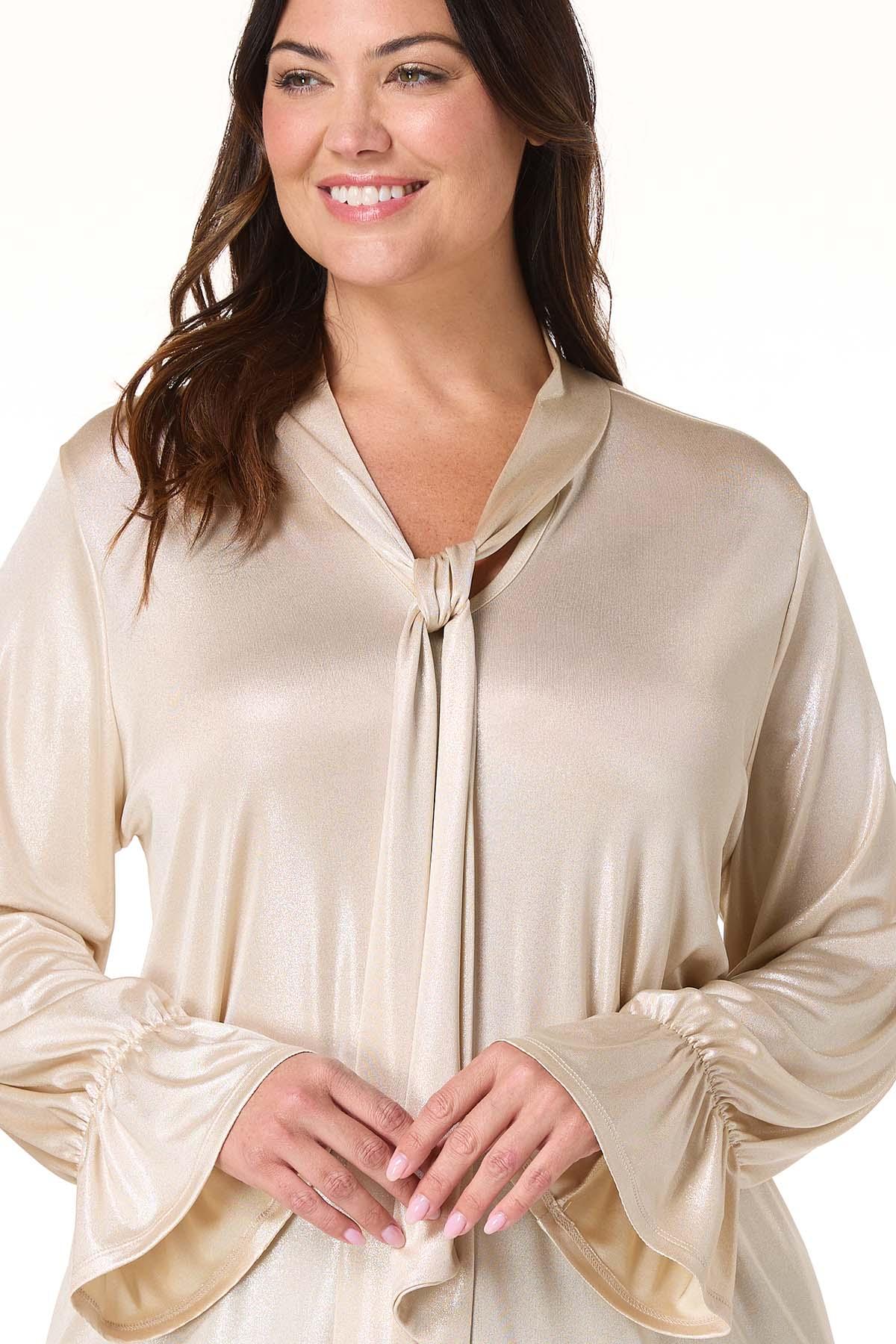Cato Fashions | Cato Plus Size Shimmer Gold Metallic Top