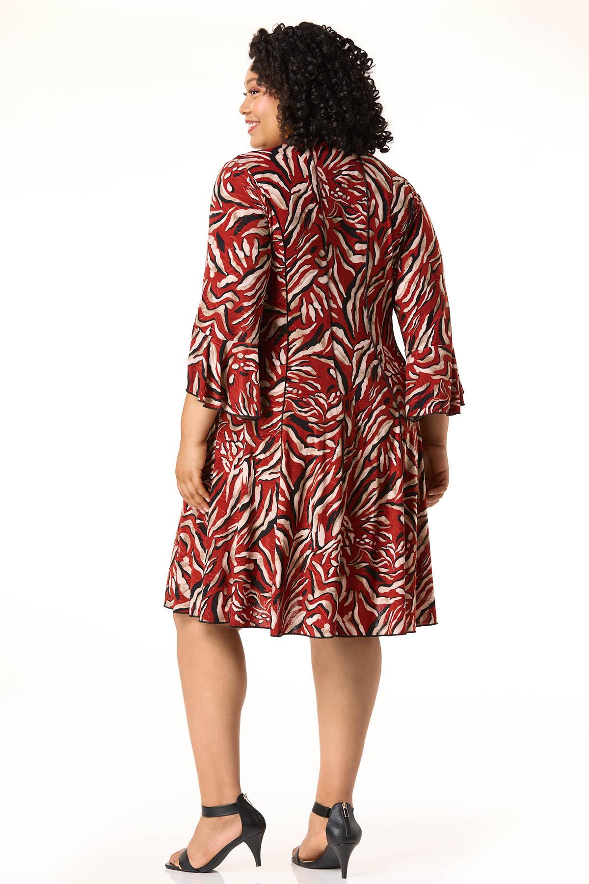 Cato Fashions | Cato Plus Size Split Neck Patterned Corset Dress