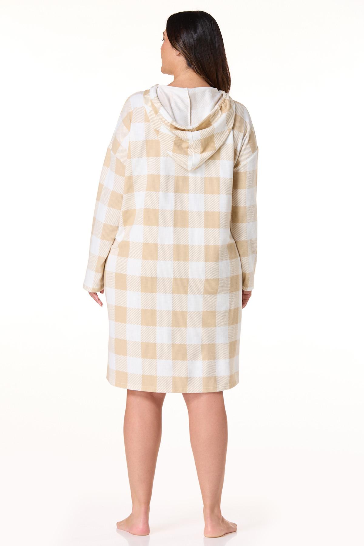  Cato Fashions | Cato Plus Size Neutral Plaid Hooded Sleep Shirt