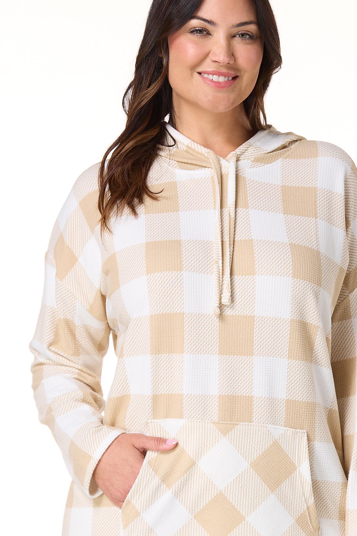  Cato Fashions | Cato Plus Size Neutral Plaid Hooded Sleep Shirt