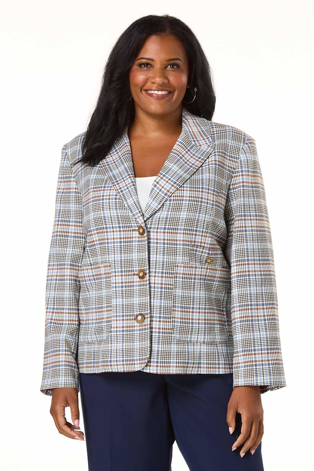 Cato Fashions | Cato Plus Size Multicolor Plaid Pocket Blazer