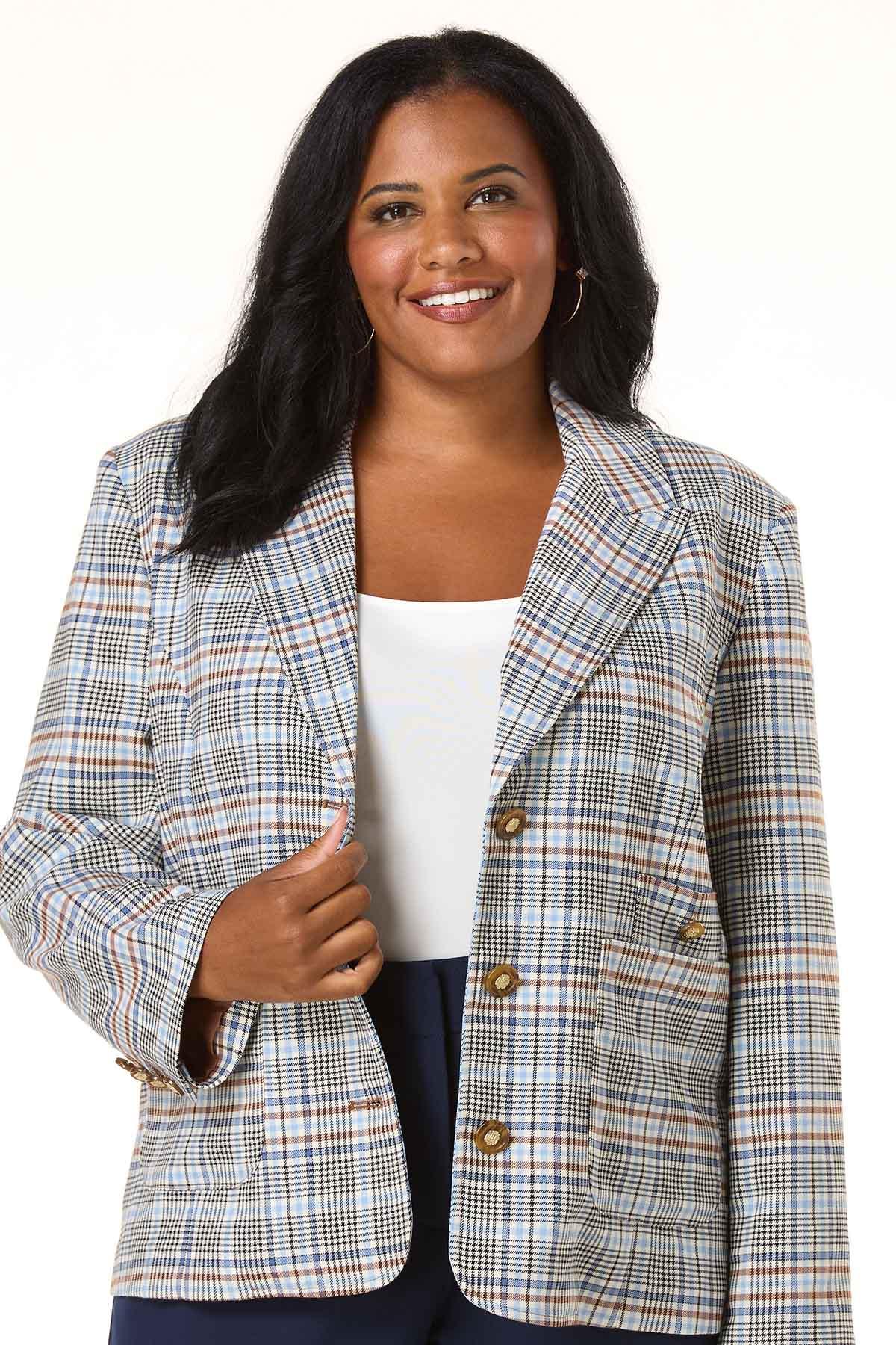 Cato Fashions | Cato Plus Size Multicolor Plaid Pocket Blazer