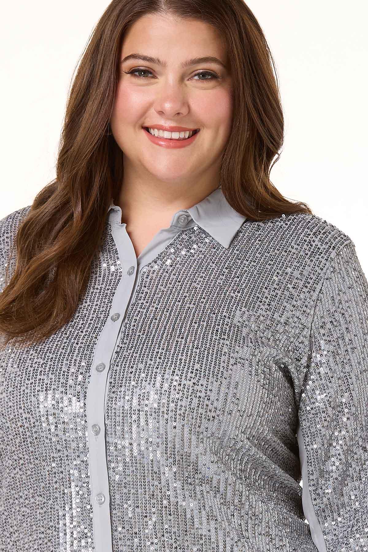 Cato Fashions | Cato Plus Size Sequin Button Down Shirt