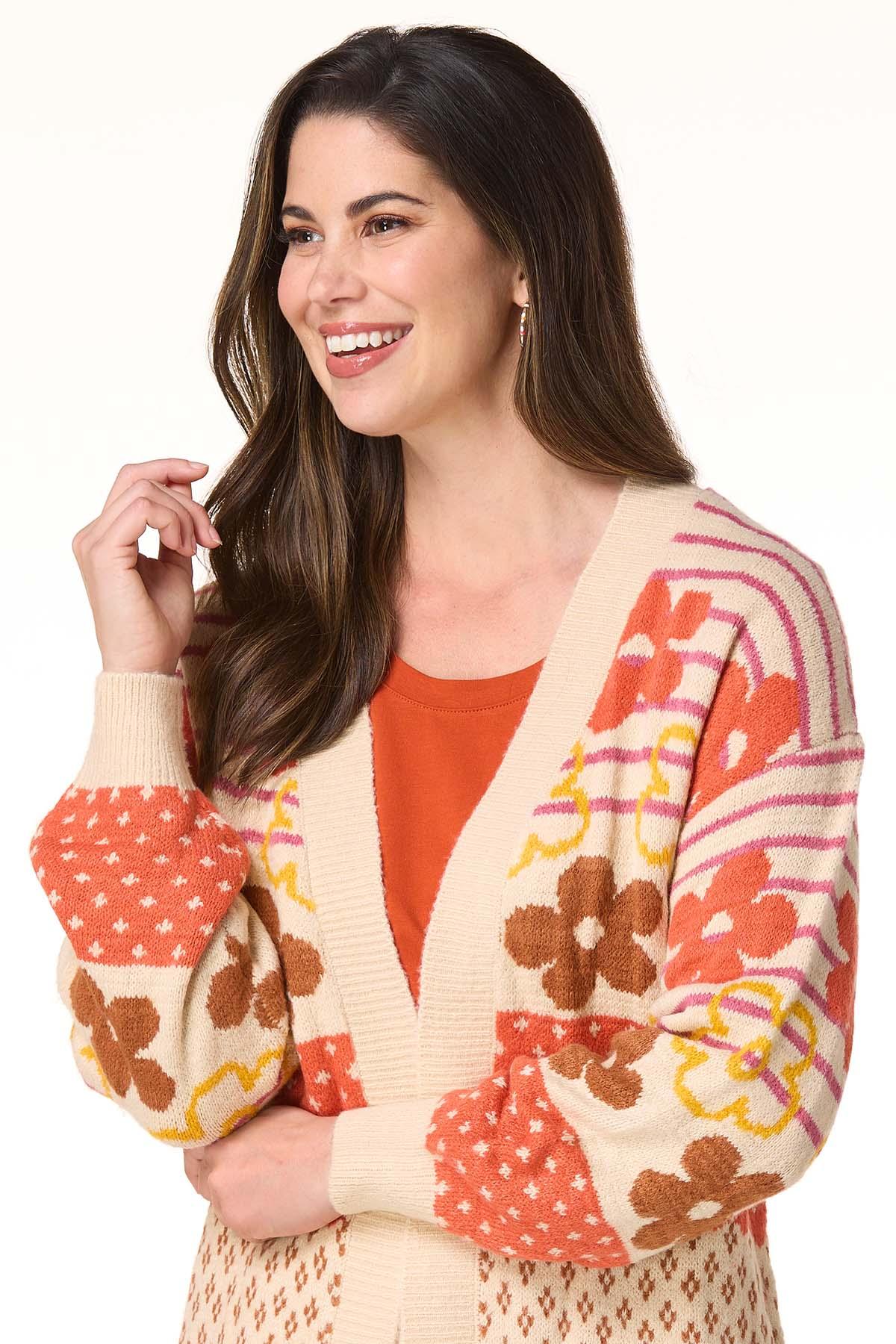 Cato Fashions | Cato Retro Floral Stripe Cardigan