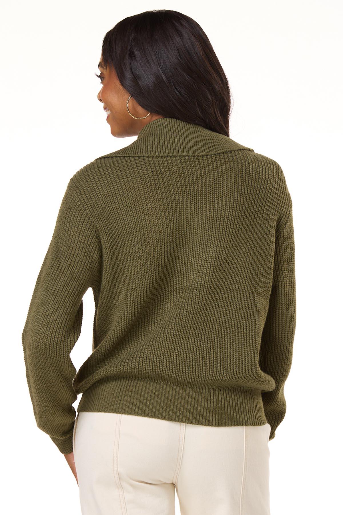 Cato Fashions | Cato Olive Zip Pullover Sweater