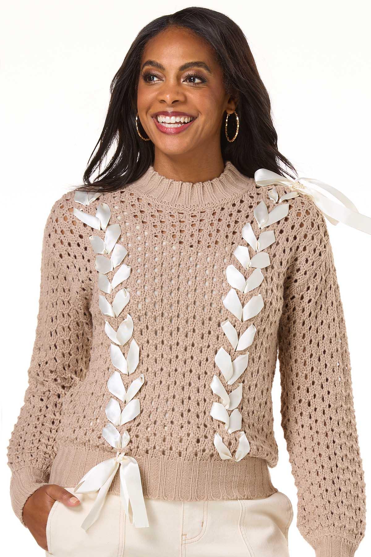  Cato Fashions | Cato Lace Up Bow Sweater