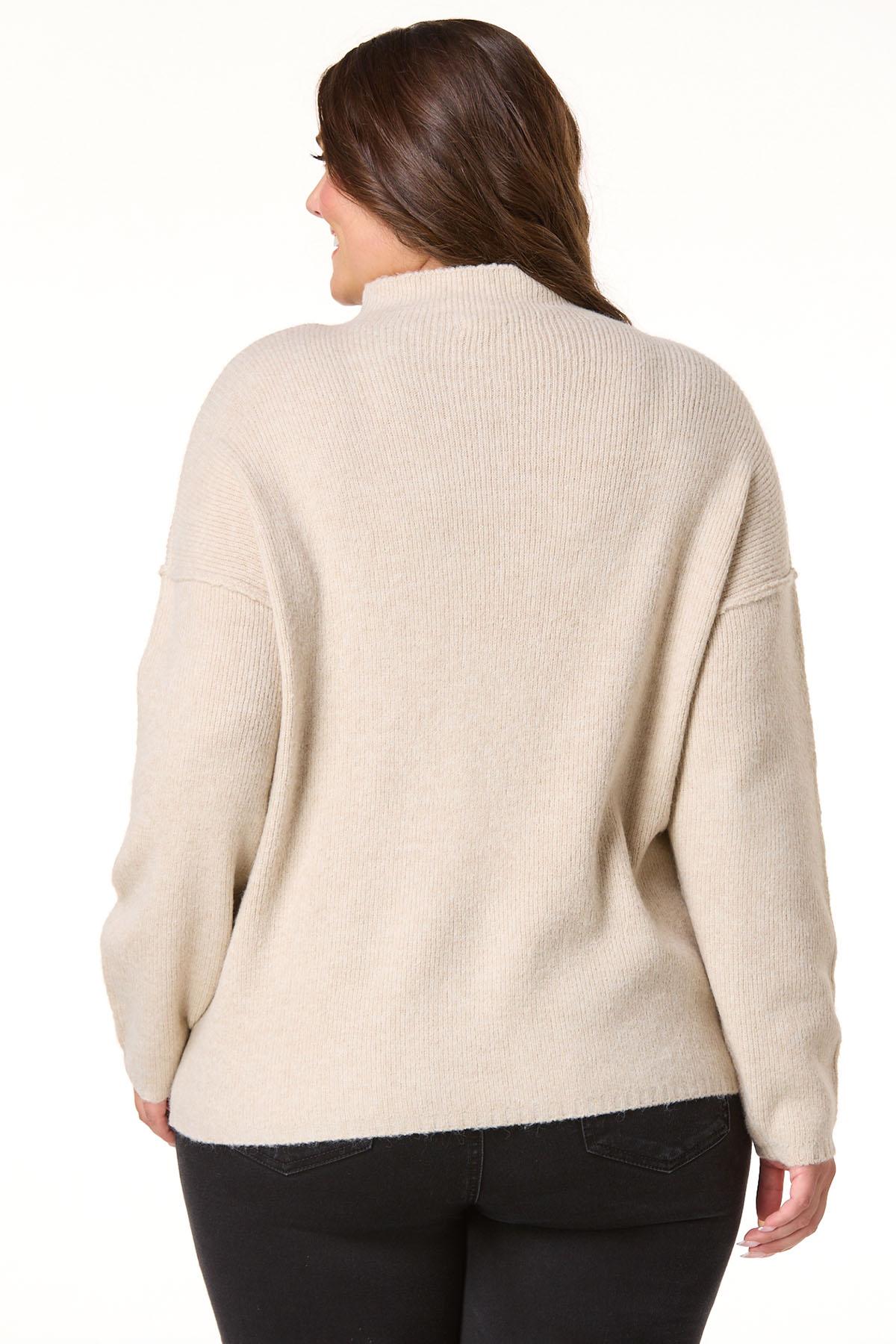 Cato Fashions | Cato Plus Size Exposed Seam Mock Neck Sweater