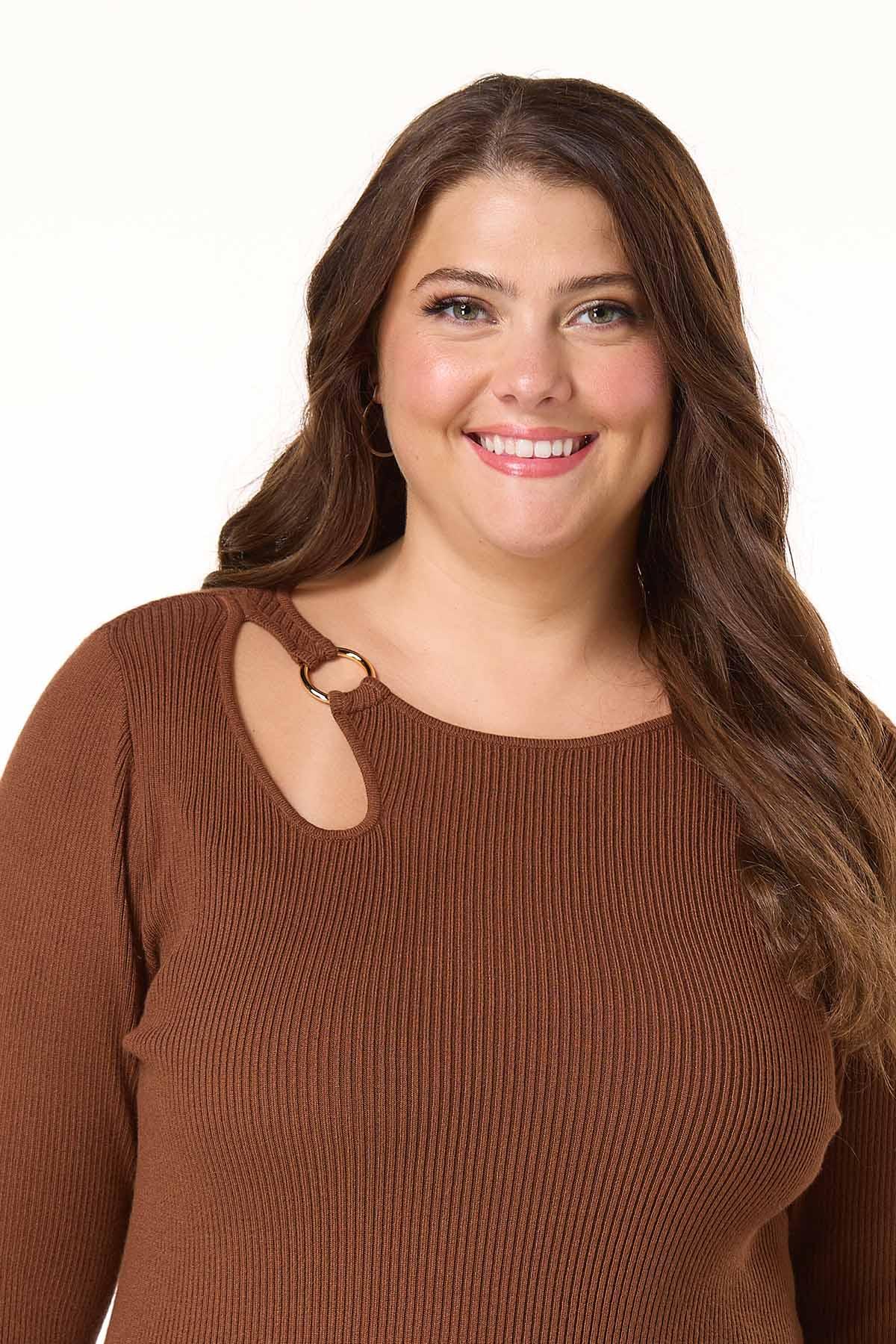 Cato Fashions | Cato Plus Size Ribbed O- Ring Sweater
