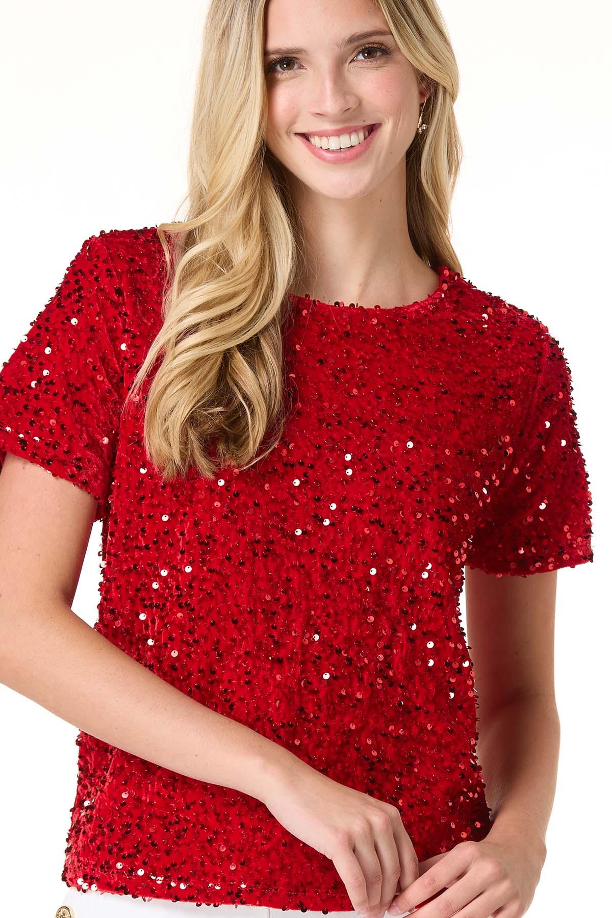 Cato Fashions | Cato Velvet Sequin Top