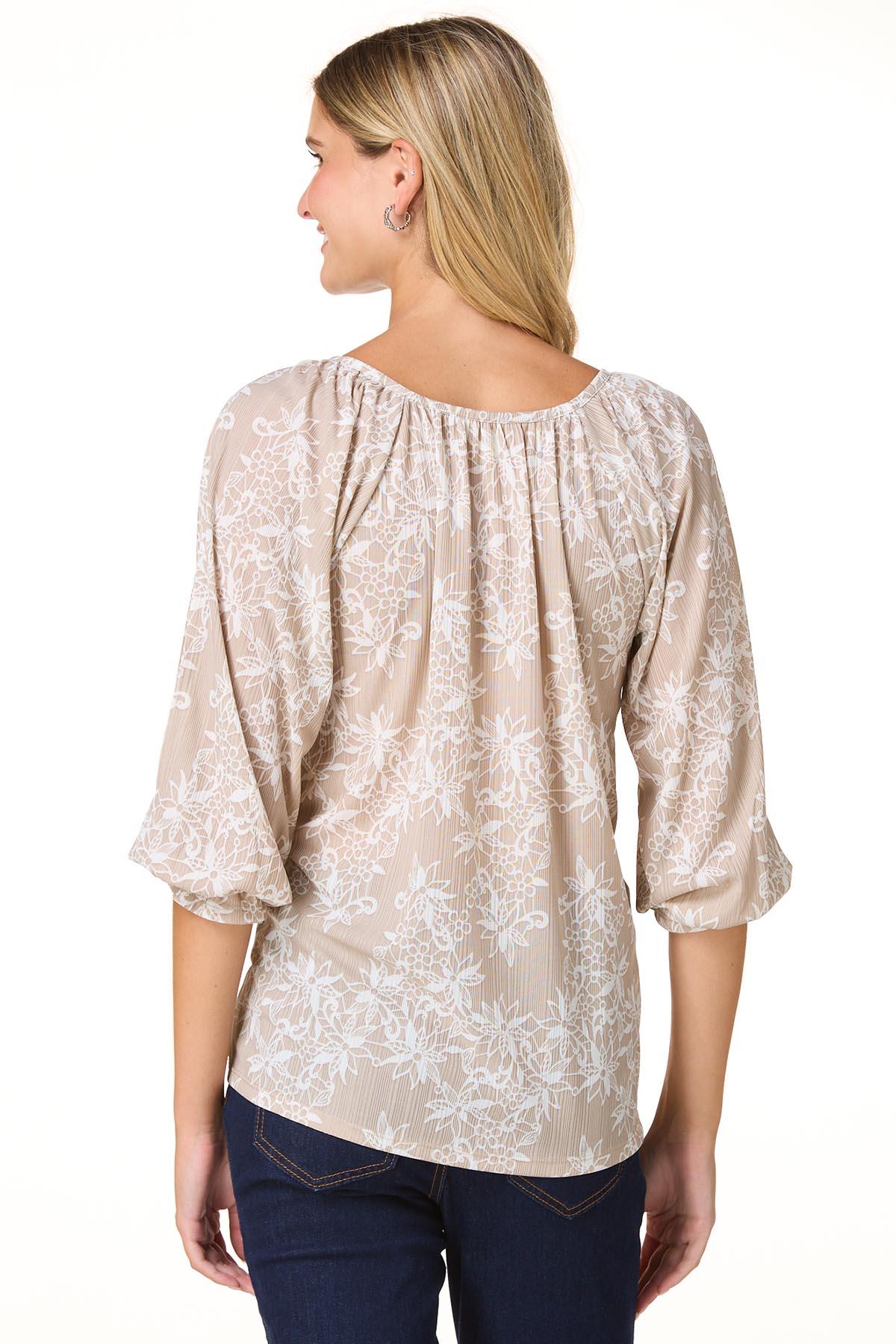 Cato Fashions | Cato Ribbed Floral Slit Sleeve Top