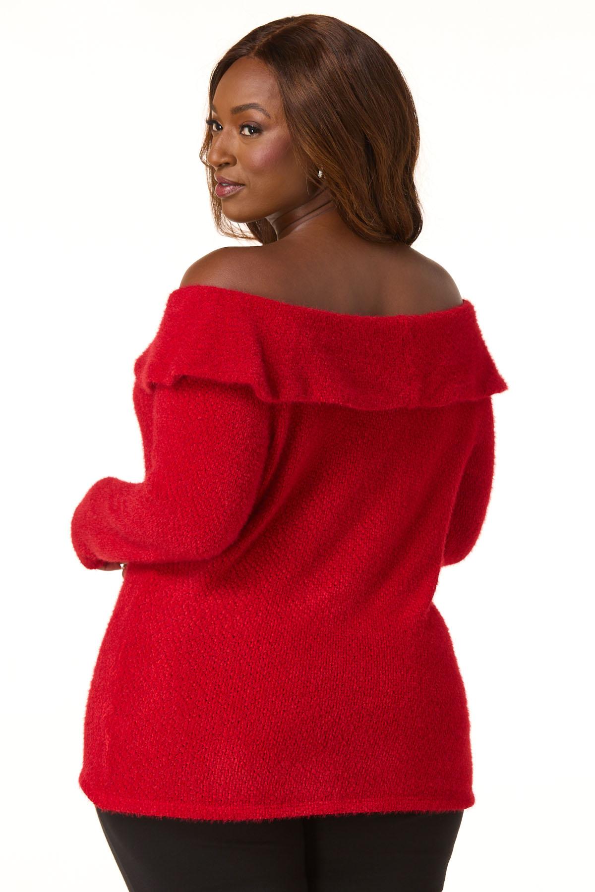 Cato Fashions | Cato Plus Size Velvet Bow Off Shoulder Sweater