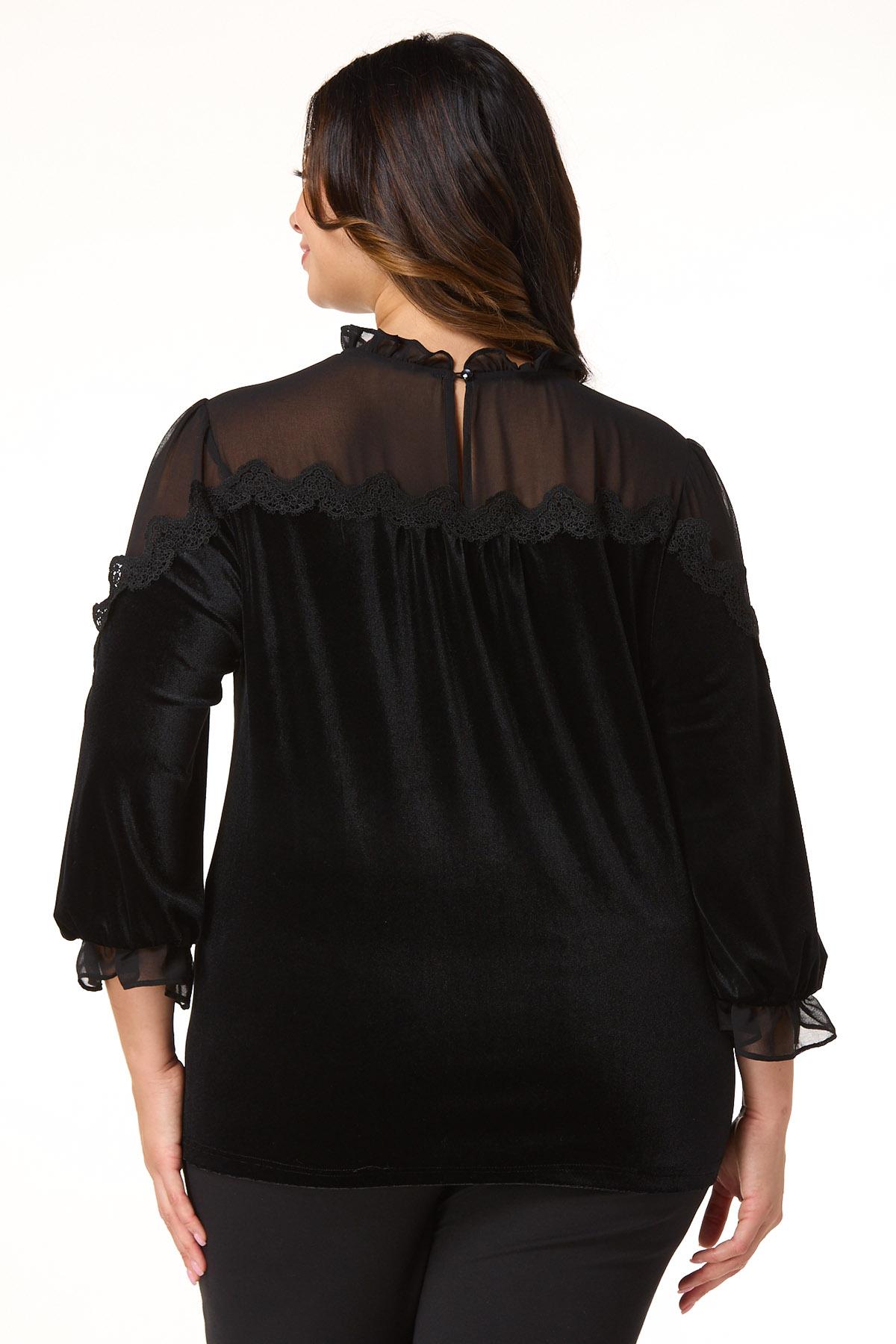 Cato Fashions | Cato Plus Size Velvet Illusion Panel Top
