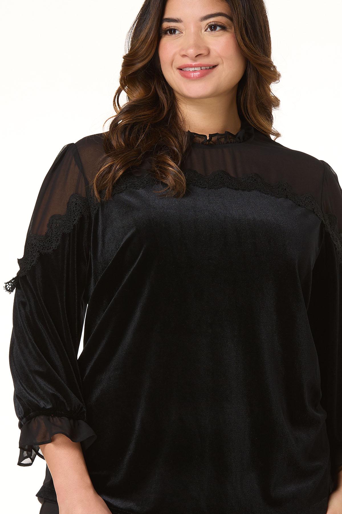Cato Fashions | Cato Plus Size Velvet Illusion Panel Top