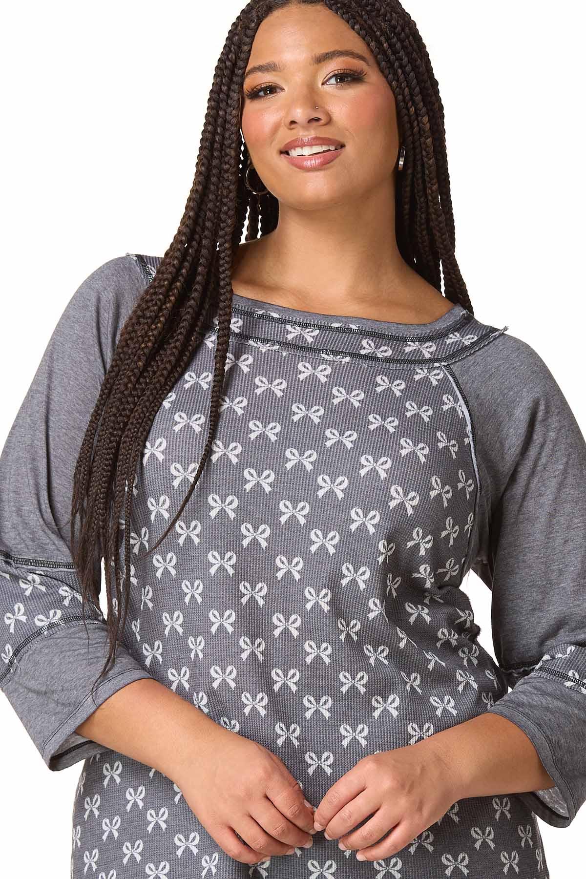 Cato Fashions | Cato Plus Size Bow Print Baseball Top