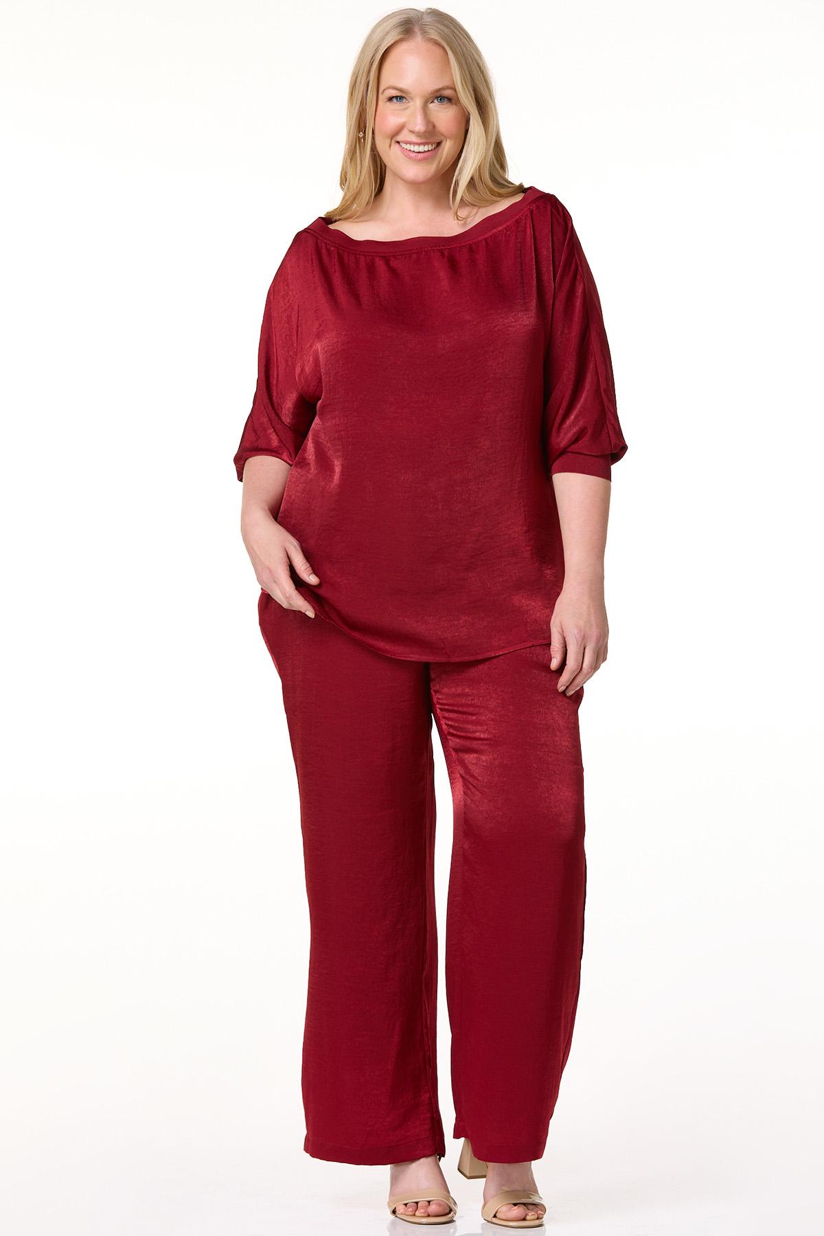 Cato Fashions | Cato Plus Size Red Satin Pants
