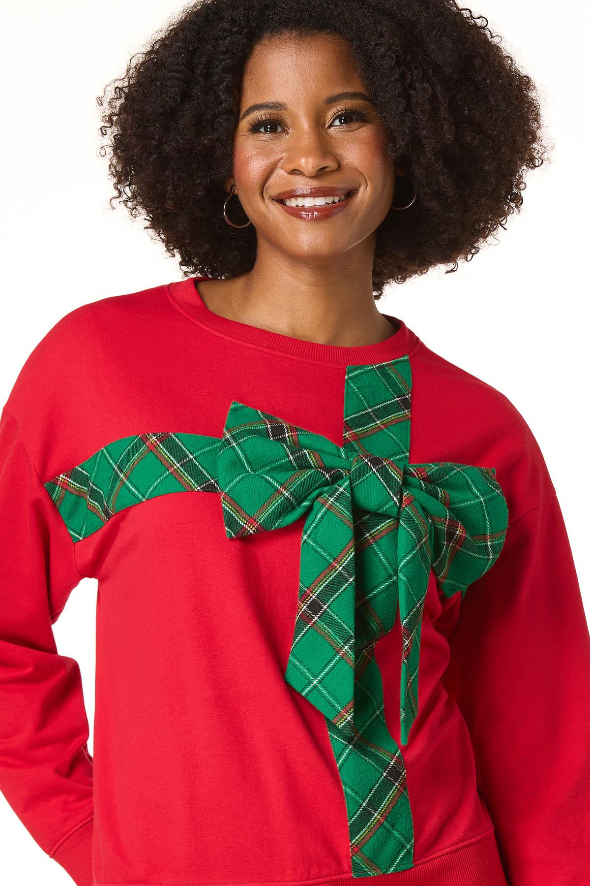 Cato Fashions | Cato Plaid Bow Sweatshirt
