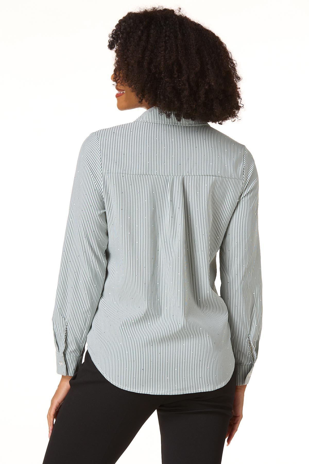 Cato Fashions | Cato Rhinestone Stripe Button Down Shirt