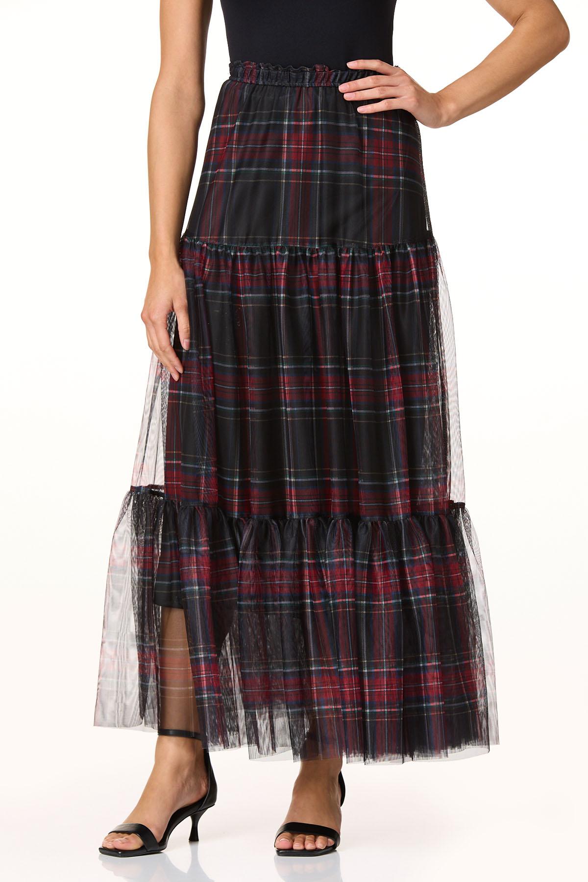 Cato Fashions | Cato Plaid Mesh Maxi Skirt